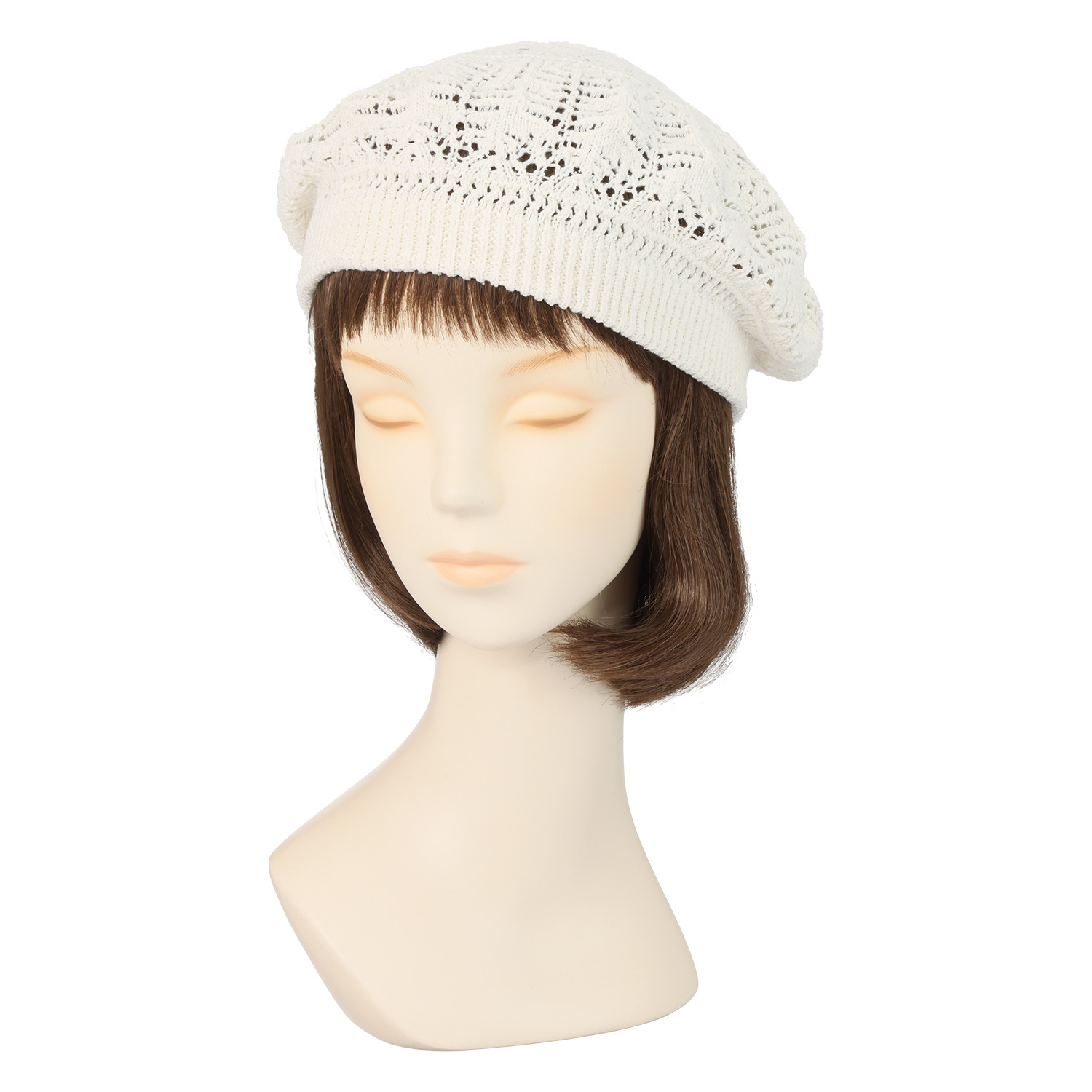 エウラーカ 日本製 ウォッシャブルシルク レーシー柄ベレー帽