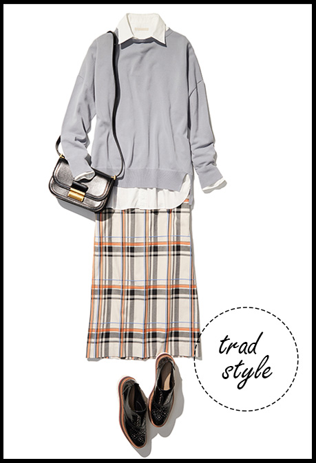 美術館向けトラッドスタイル コーディネート画像