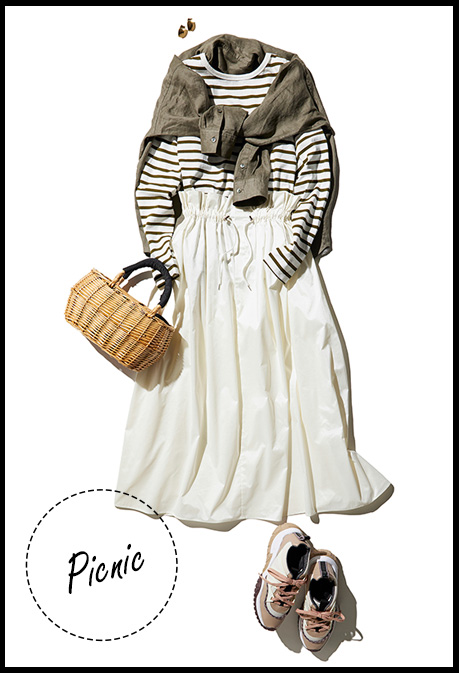 お花見ピクニック コーディネート画像