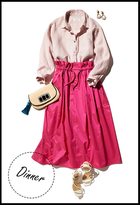 仕事終わりに友人とディナー コーディネート画像