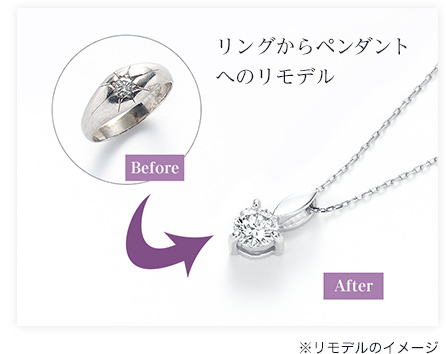 リングからペンダントへのリモデルのイメージ