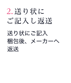 2. 送り状にご記入し返送：送り状にご記入　梱包後、メーカーへ返送