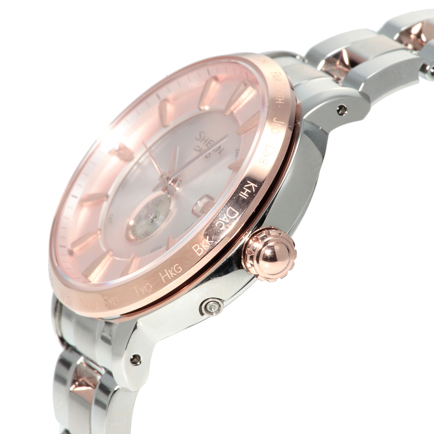 カシオ　レディース　電波ソーラー腕時計　“シーン”＜ローズゴールドカラー＞