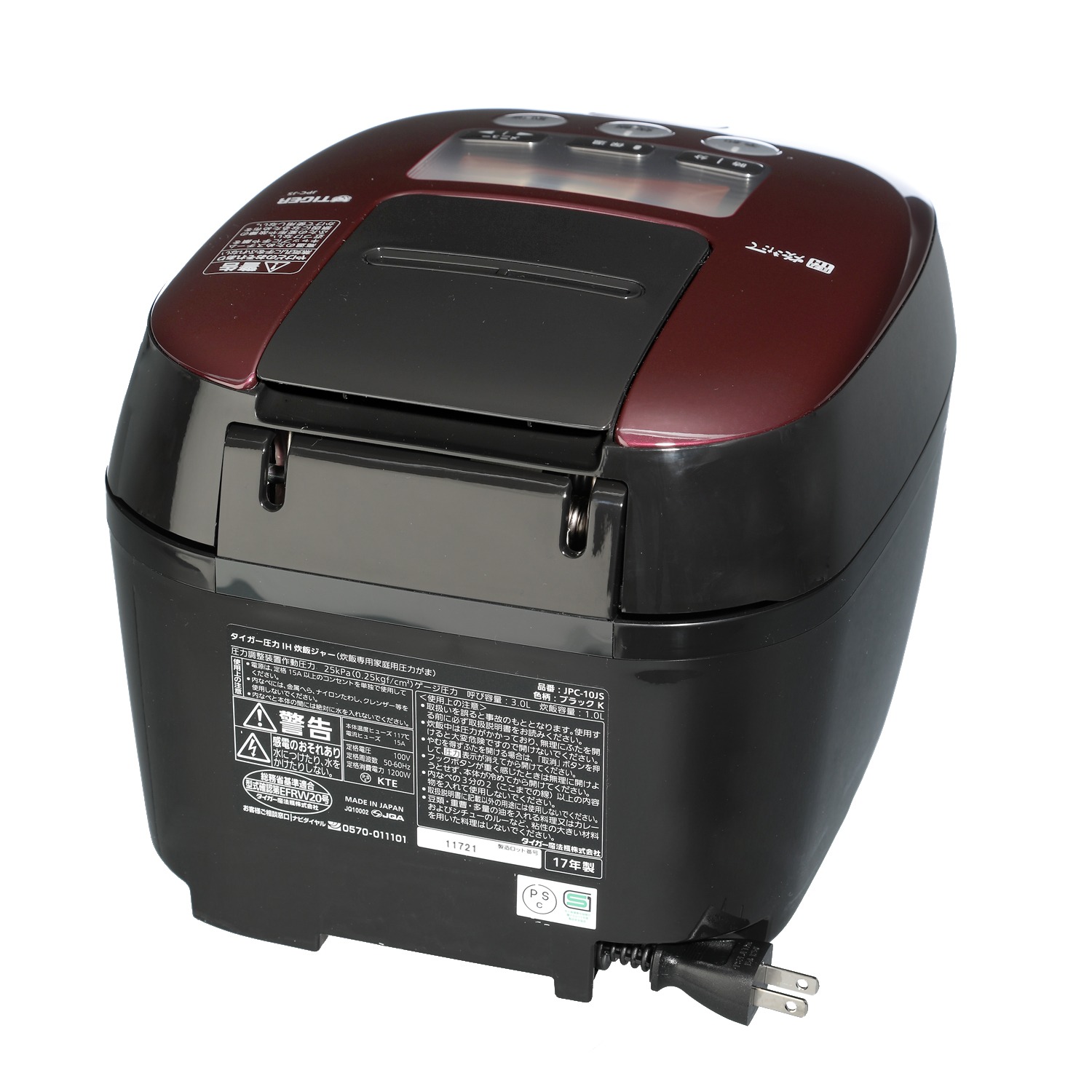 ＜５．５合＞タイガー
熱流＆熱封
土鍋コーティング
圧力ＩＨ炊飯ジャー
“炊きたて”
