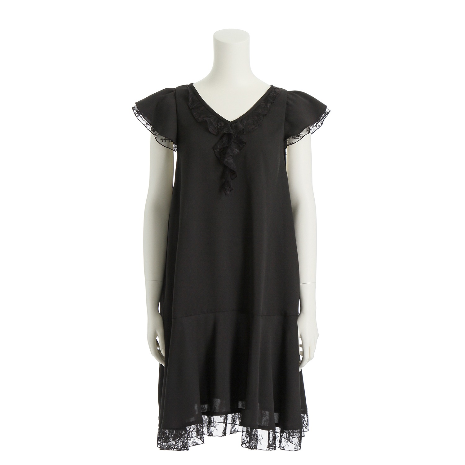 ラ　ルイス
キャップスリーブ
レースアクセントエプロン