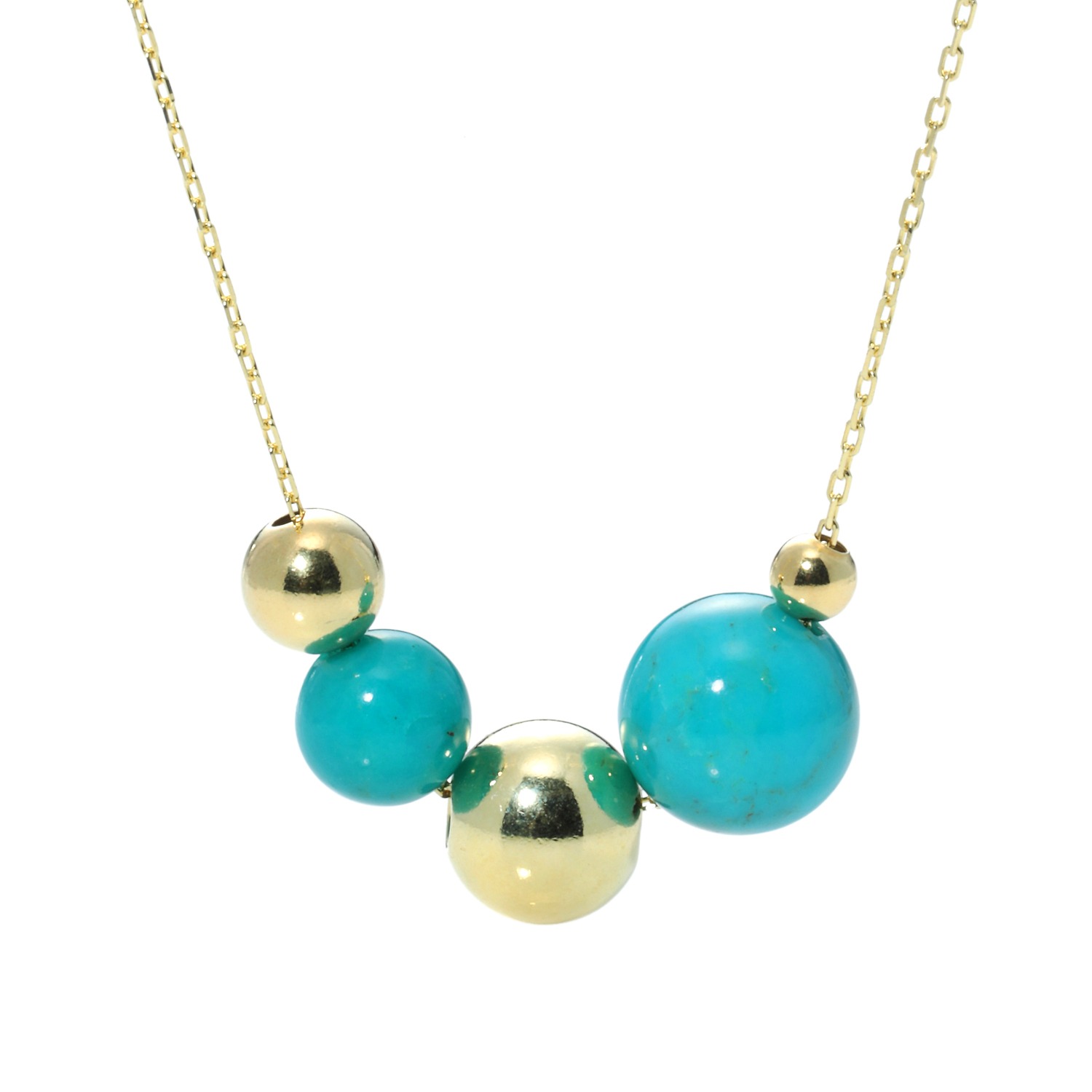 ミケランジェロ
ターコイズ
ラウンドビーズ
ボールパーツアクセント
ネックレス