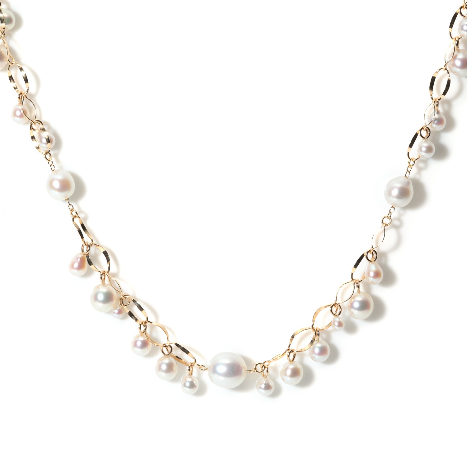 １４Ｋ
無調色アコヤパール＆ベビーアコヤパール
しゃらしゃら
ネックレス