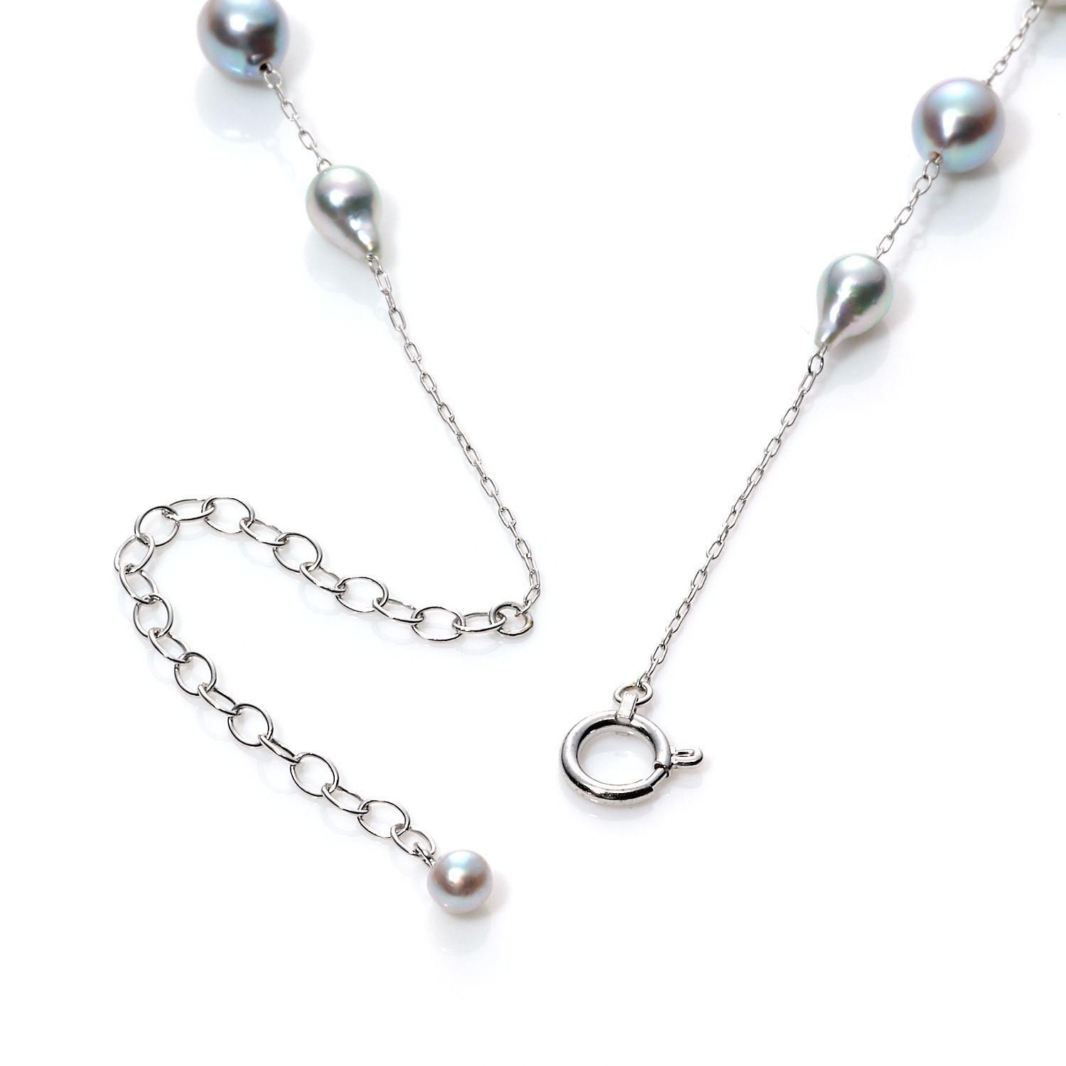 １４Ｋホワイトゴールド
ナチュラルブルーグレー
アコヤパール
ロングネックレス