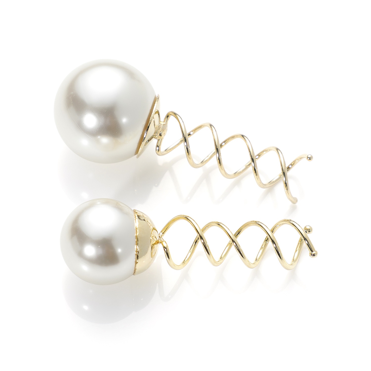 ねじねじ パールビジュウ付 スクリューピン 大小２個セット 