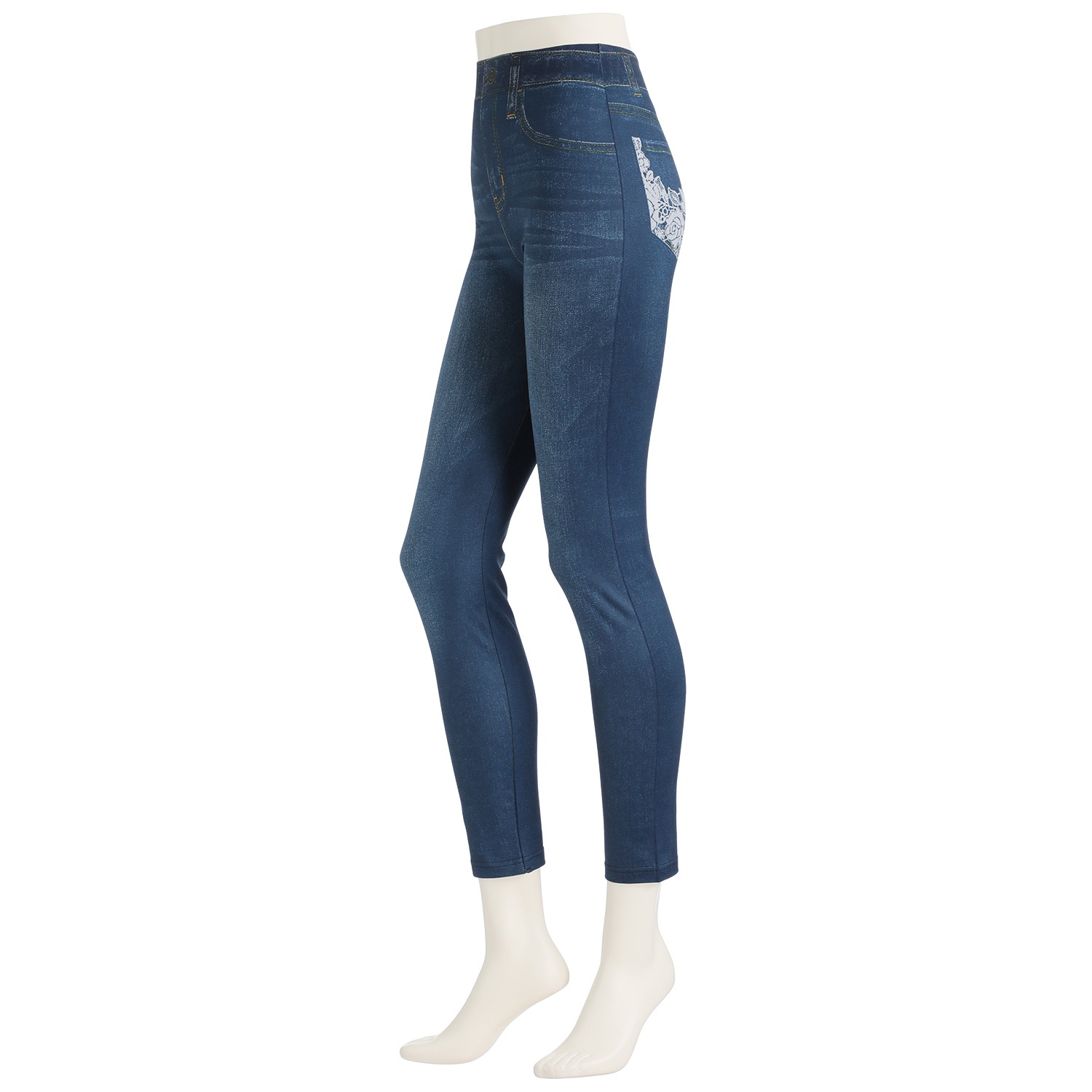 うらぽか
２００デニール
裏起毛
リアルデニムプリント
レギンス同色２足セット
＜プレーンブルー＞