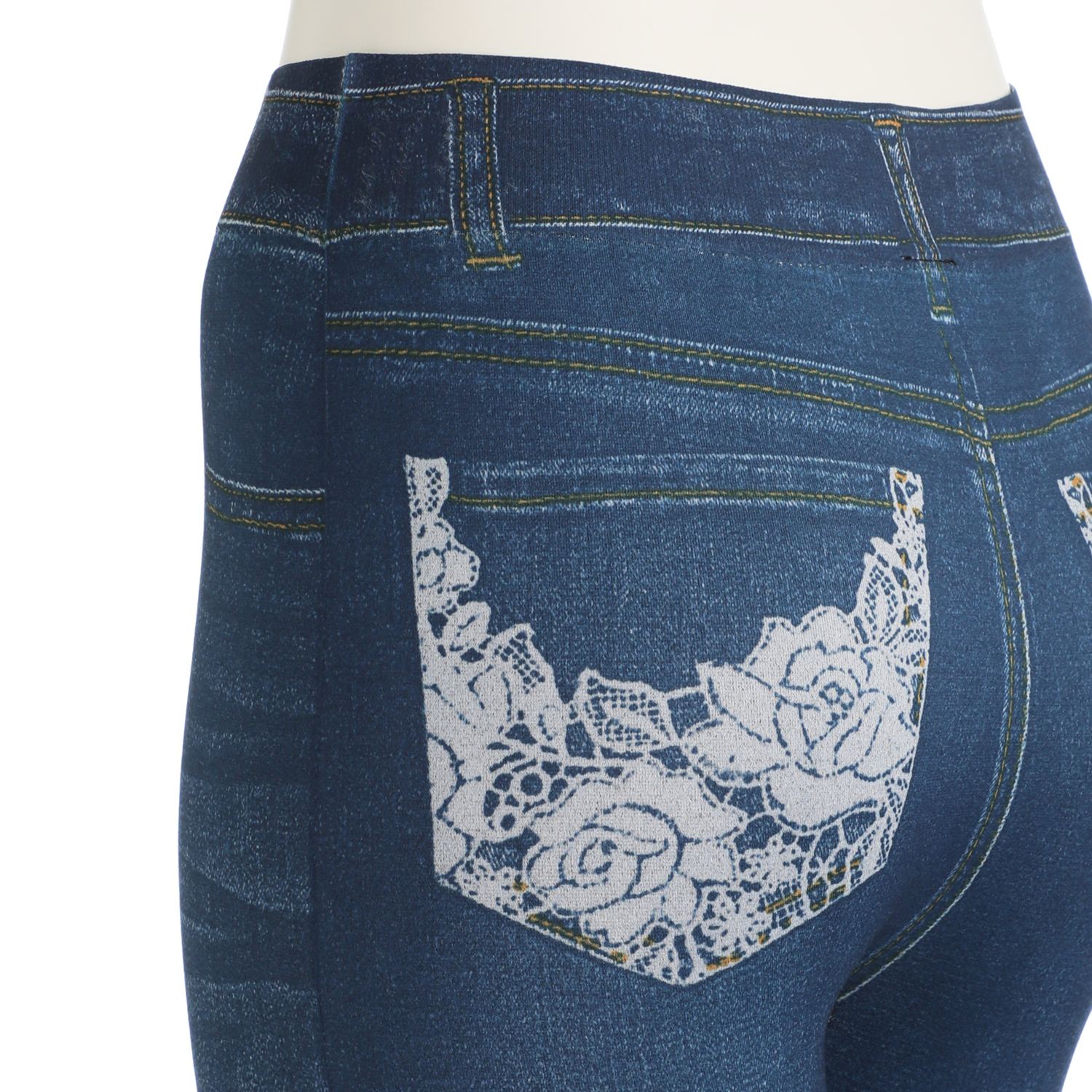 うらぽか
２００デニール
裏起毛
リアルデニムプリント
レギンス同色２足セット
＜プレーンブルー＞