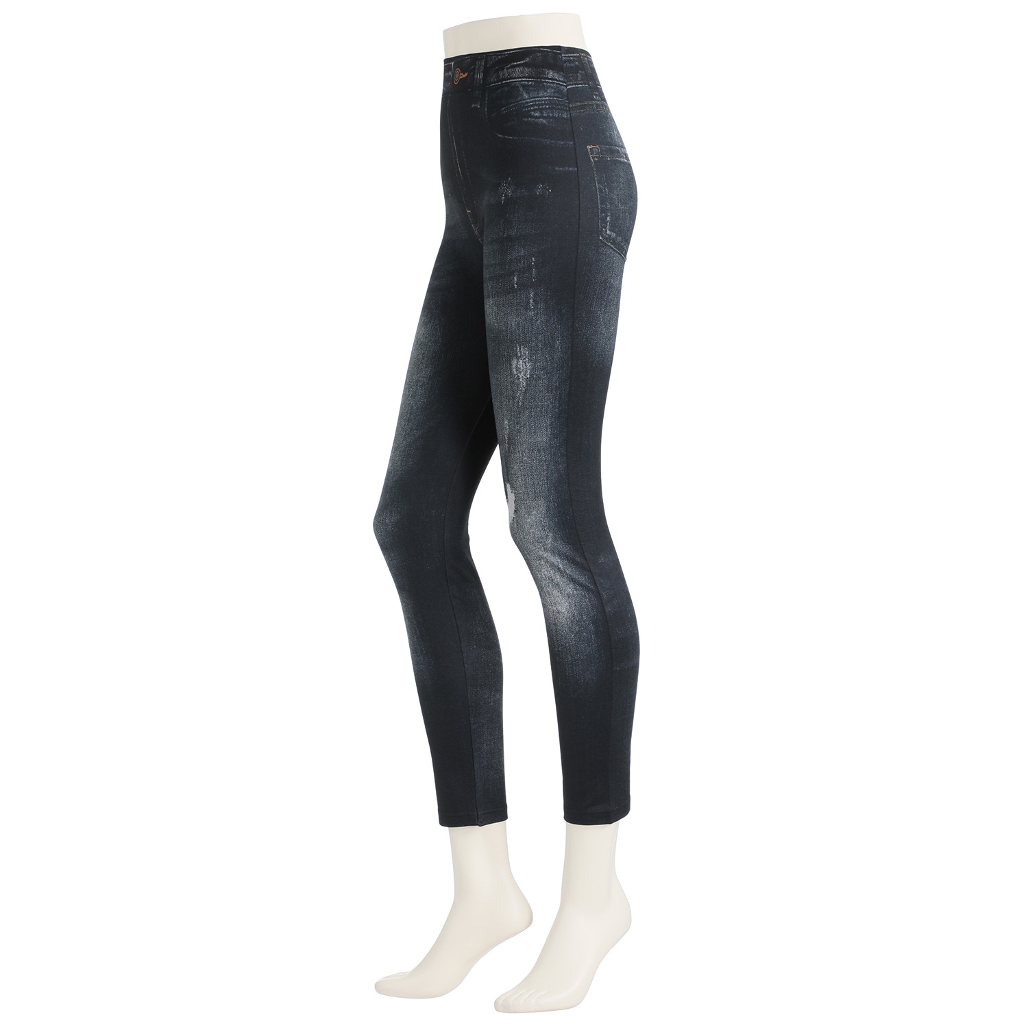 うらぽか
２００デニール
裏起毛
リアルデニムプリント
レギンス同色２足セット
＜ダメージブラック＞