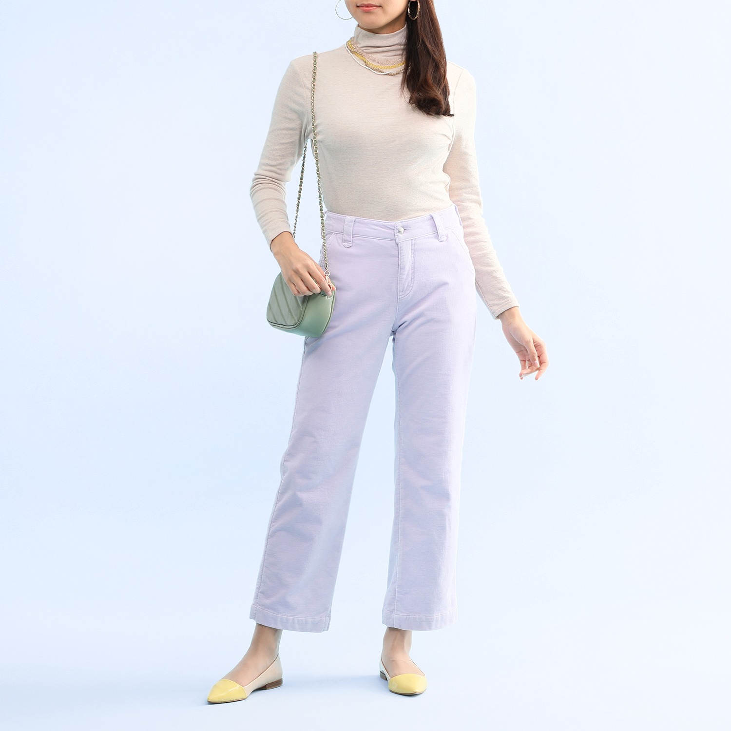 天使の綿シフォン
コットン＆ウール
ボトルネック
長袖プルオーバー