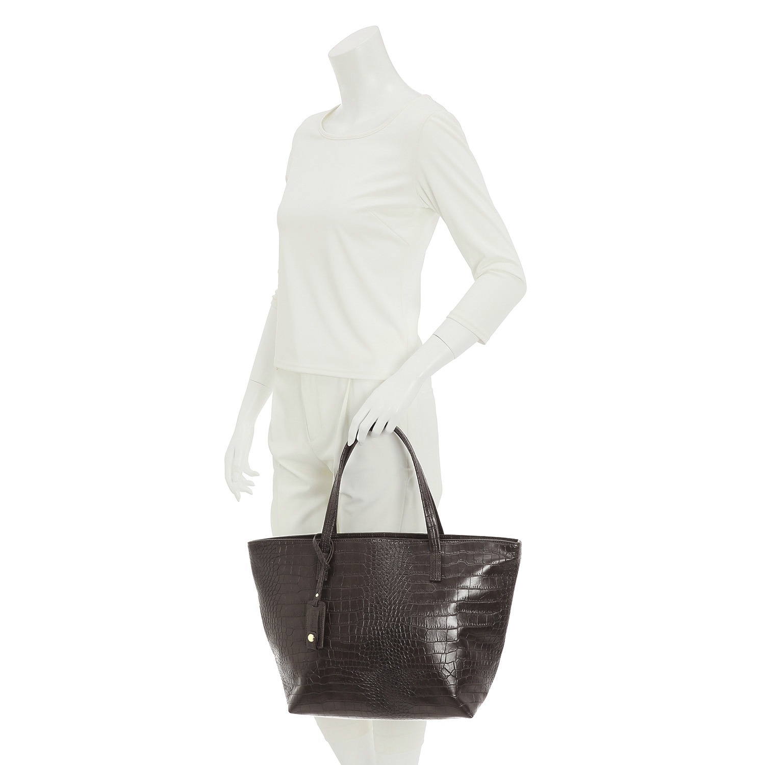 スワニー トートバッグ クロコダイル型押し