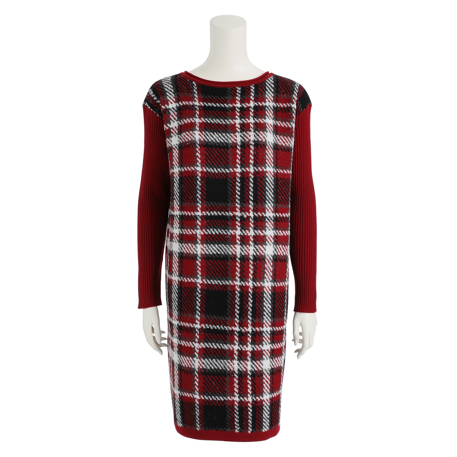 49av ジュンコシマダ チェック柄ジャガード切替 ニットワンピース ファッション ニット 長袖 49av ジュンコシマダ 通販 テレビショッピングのショップチャンネル