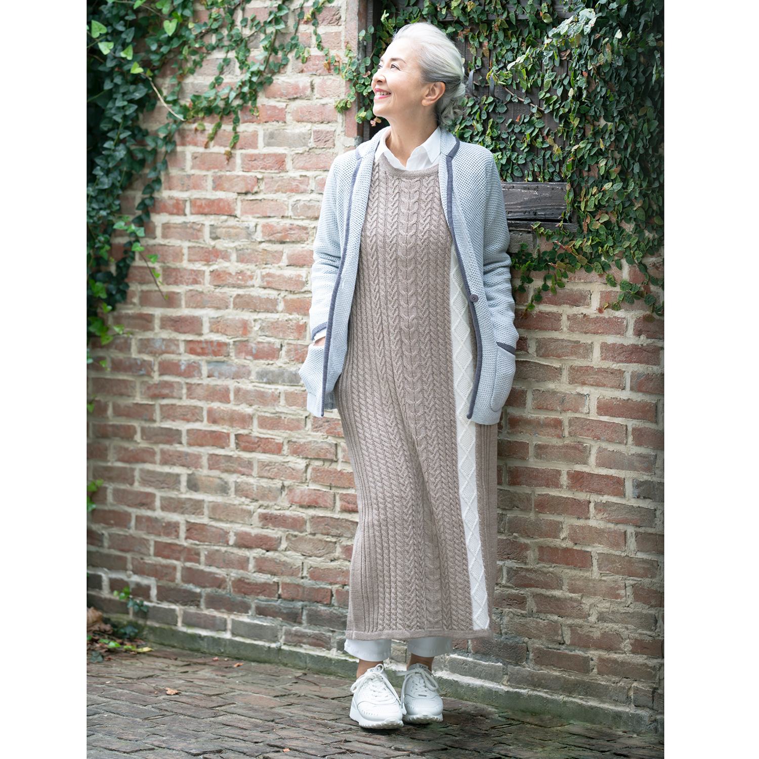 ピファティル ケーブル編 アシンメトリー配色 ロングニットベスト ファッション ベスト ジレ その他 ピファティル 通販 テレビショッピングのショップチャンネル