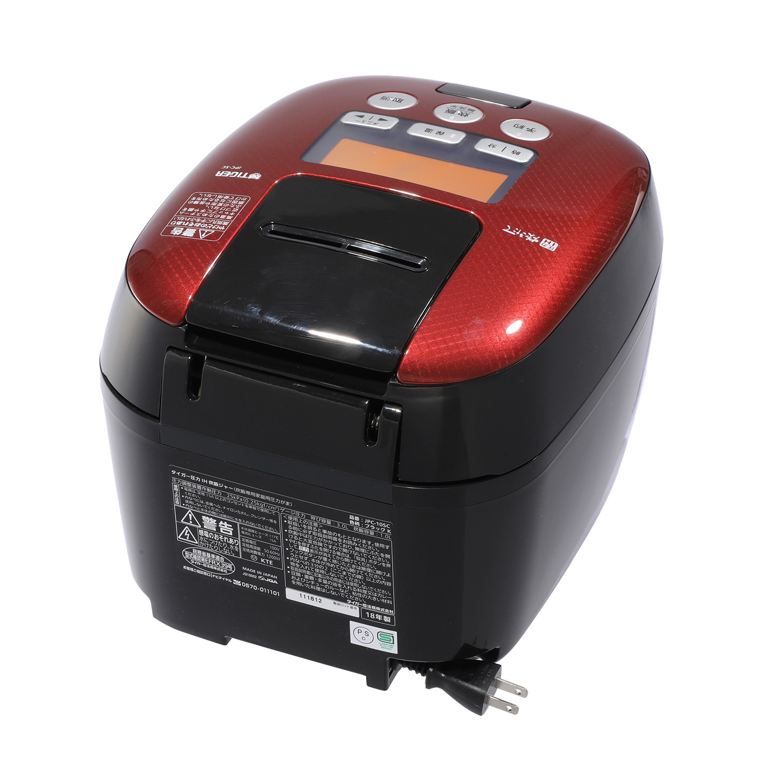 ＜５．５合＞
タイガー
熱流＆熱封
土鍋コーティング
圧力ＩＨ炊飯ジャー
“炊きたて”