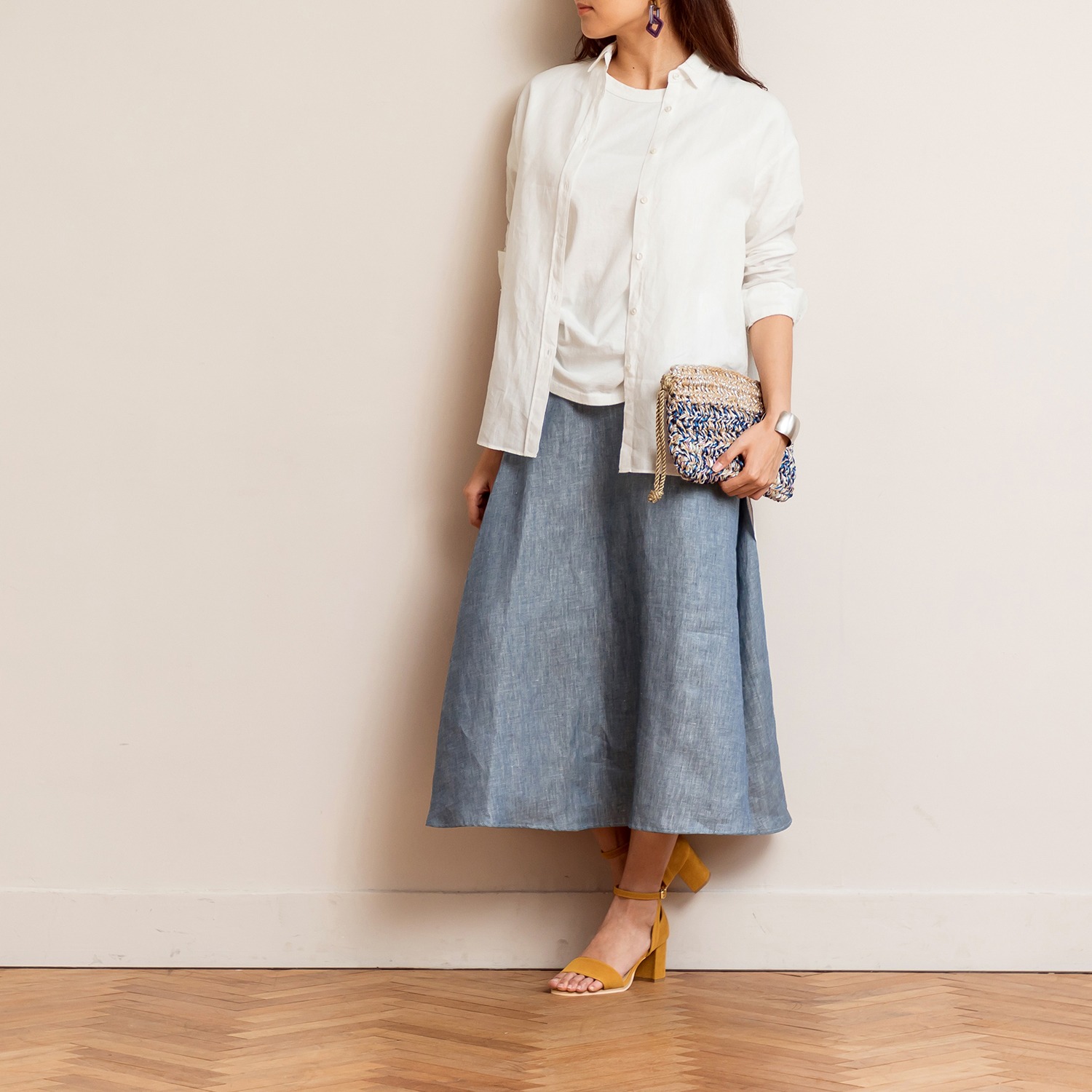 レア　ジェム
日本製生地使用！
ヨーロッパリネン
ビッグシルエットシャツ