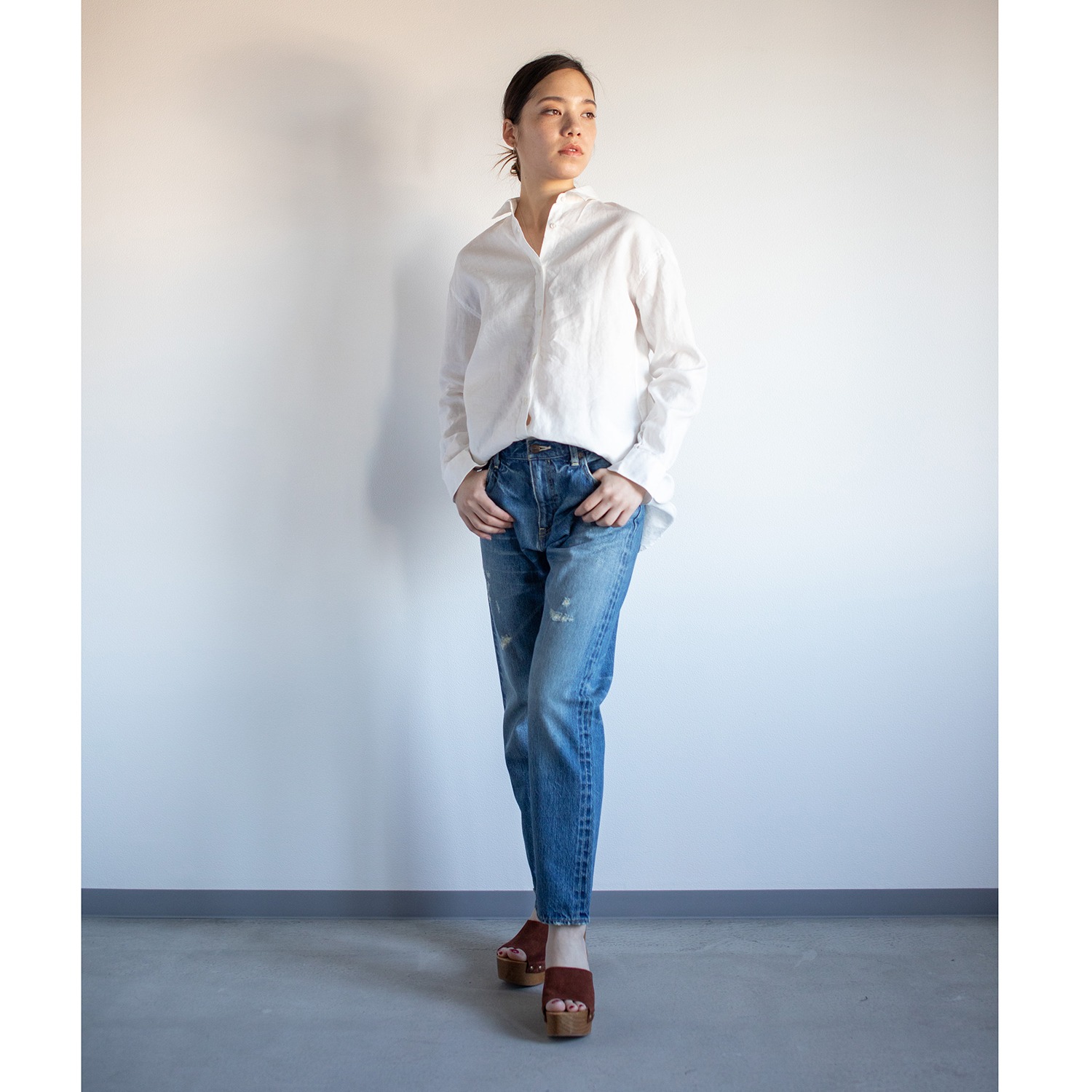 レア　ジェム
日本製生地使用！
ヨーロッパリネン
ビッグシルエットシャツ