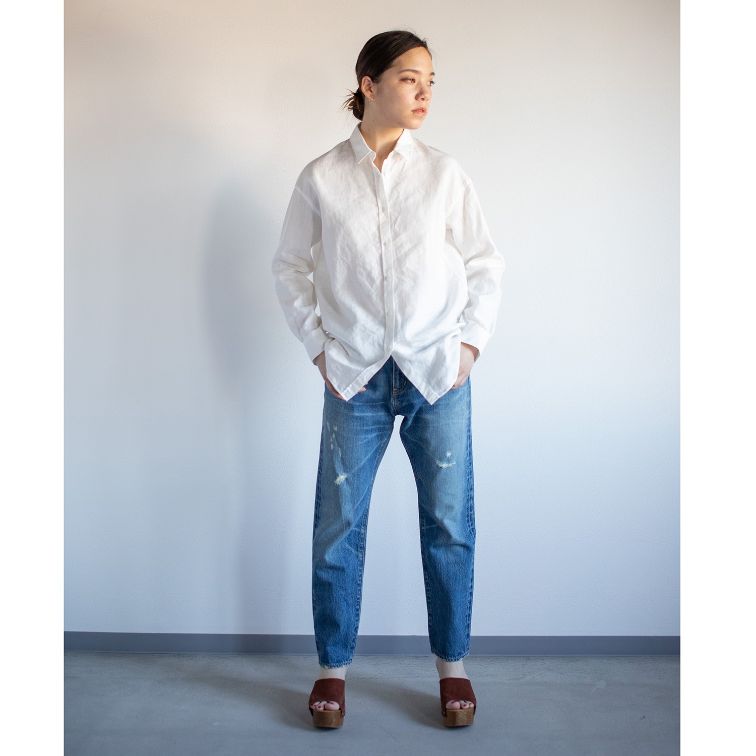 レア　ジェム
日本製生地使用！
ヨーロッパリネン
ビッグシルエットシャツ