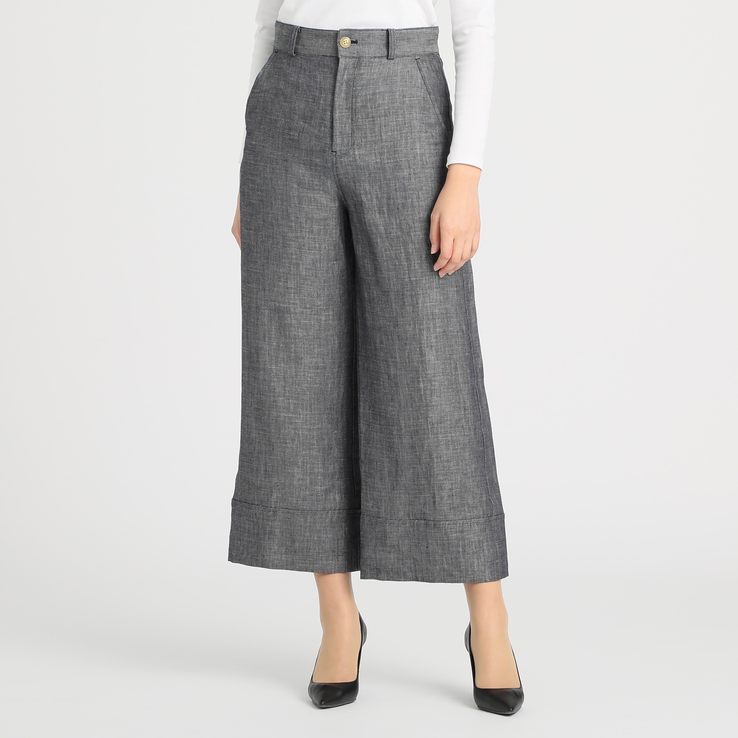 レア　ジェム
ヨーロッパリネン
ＪＡＰＡＮ　ＭＡＤＥ
デニムワイドパンツ