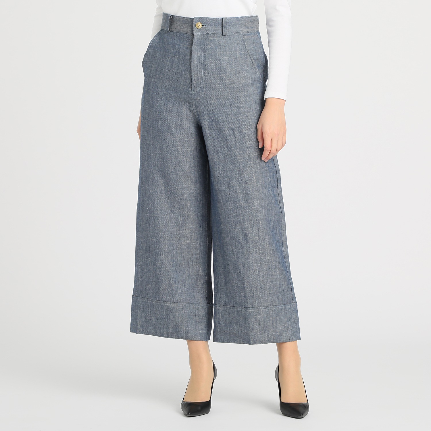 レア　ジェム
ヨーロッパリネン
ＪＡＰＡＮ　ＭＡＤＥ
デニムワイドパンツ