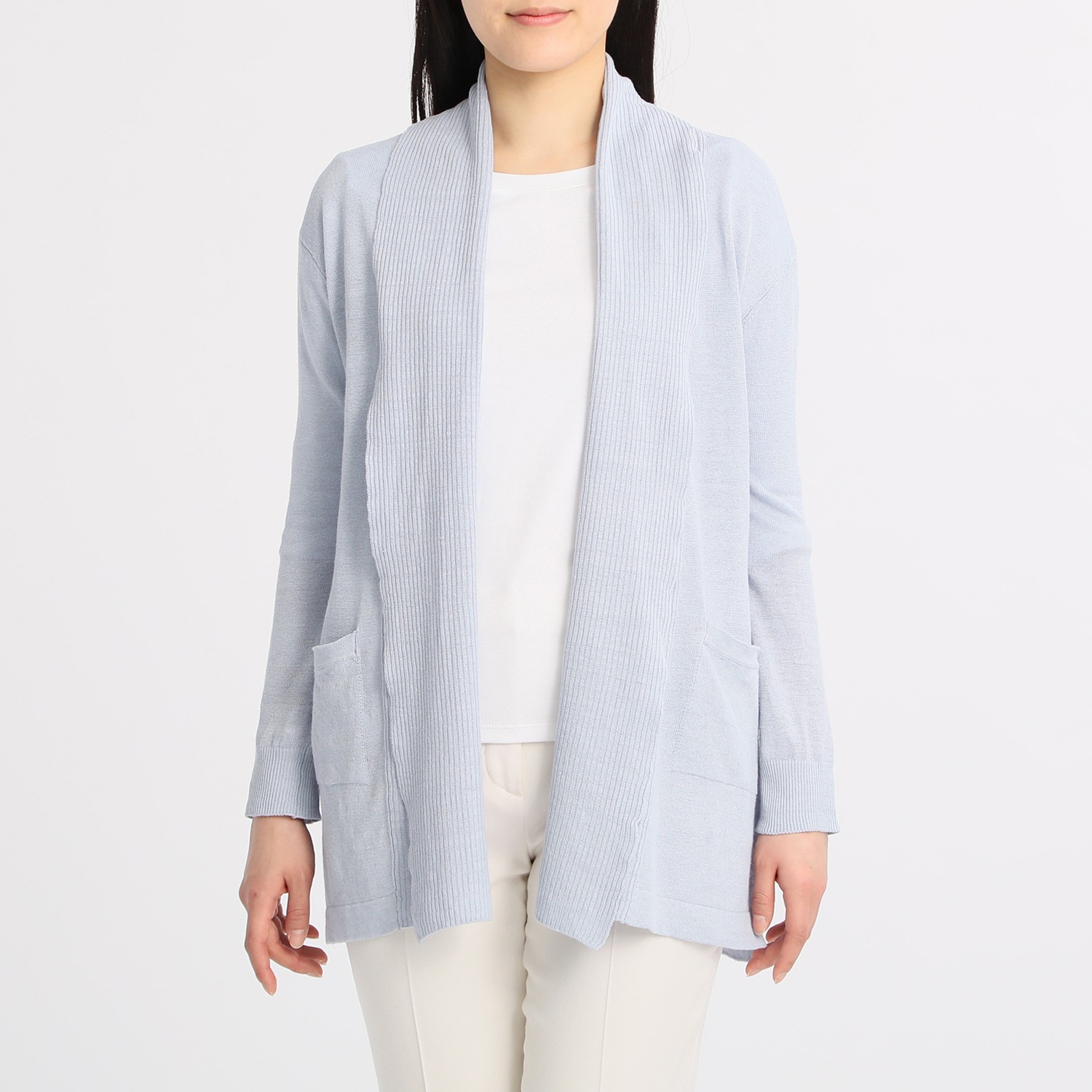 モン・シュ・シュ
フレンチリネン１００％
編地切替デザイン
トッパーカーディガン