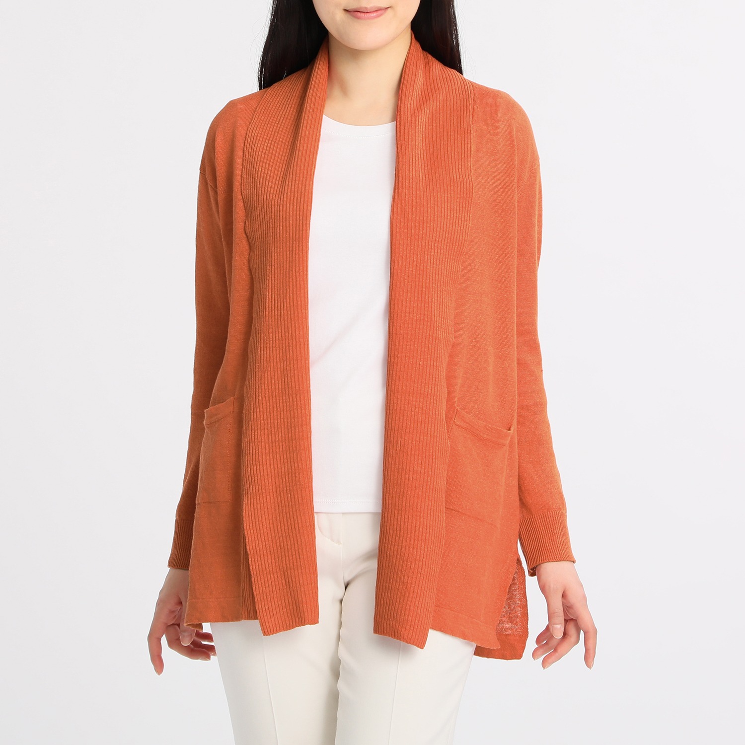 モン・シュ・シュ
フレンチリネン１００％
編地切替デザイン
トッパーカーディガン