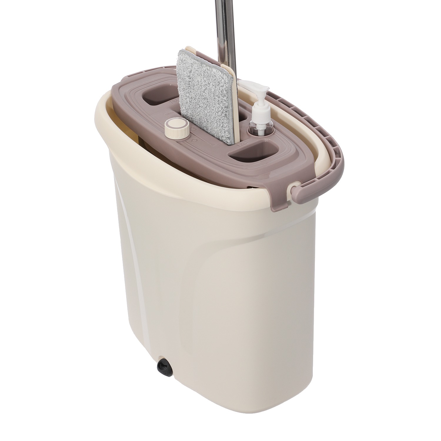 手を汚さずに
洗浄＆水切りが簡単！
３層構造バケツ付
スマートモップ