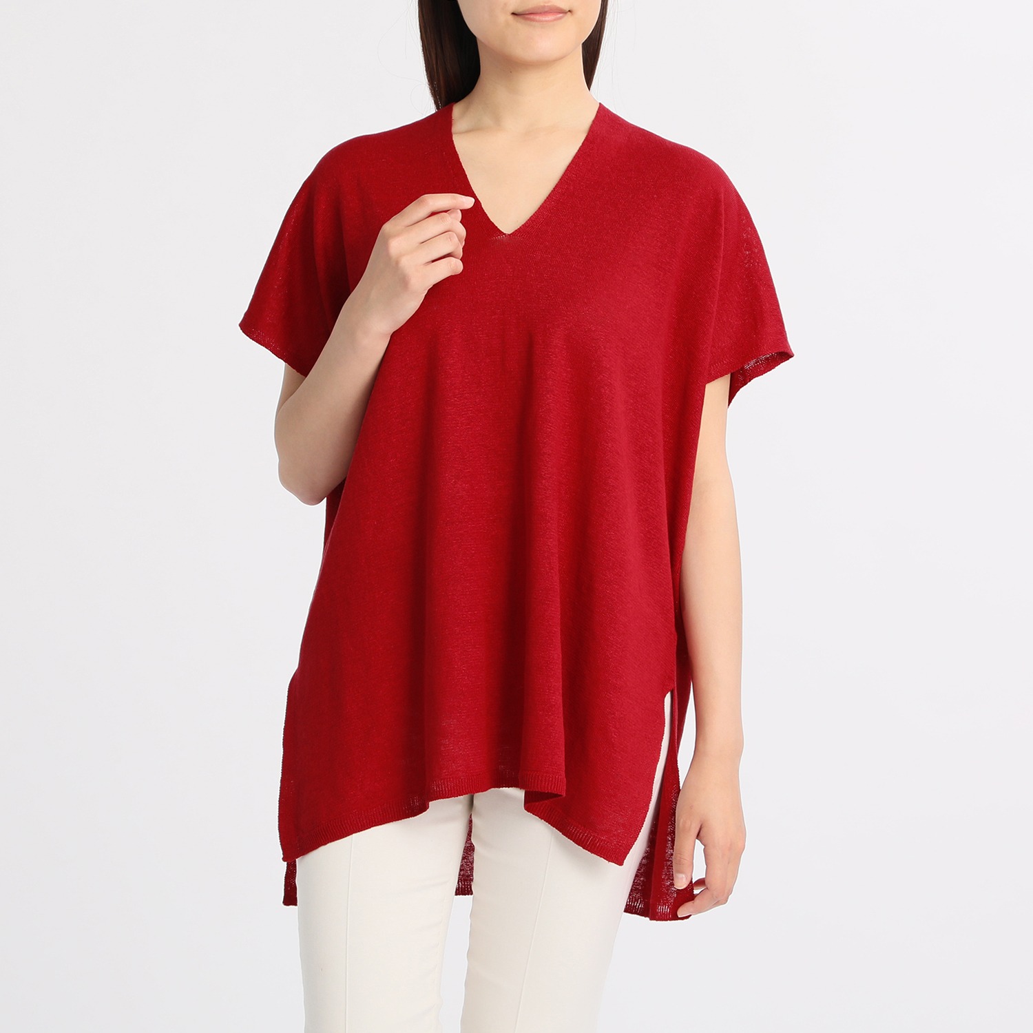 バーチ　ドゥエ
ノルマンディー産リネン
ポンチョ風
ビッグシルエット
プルオーバー