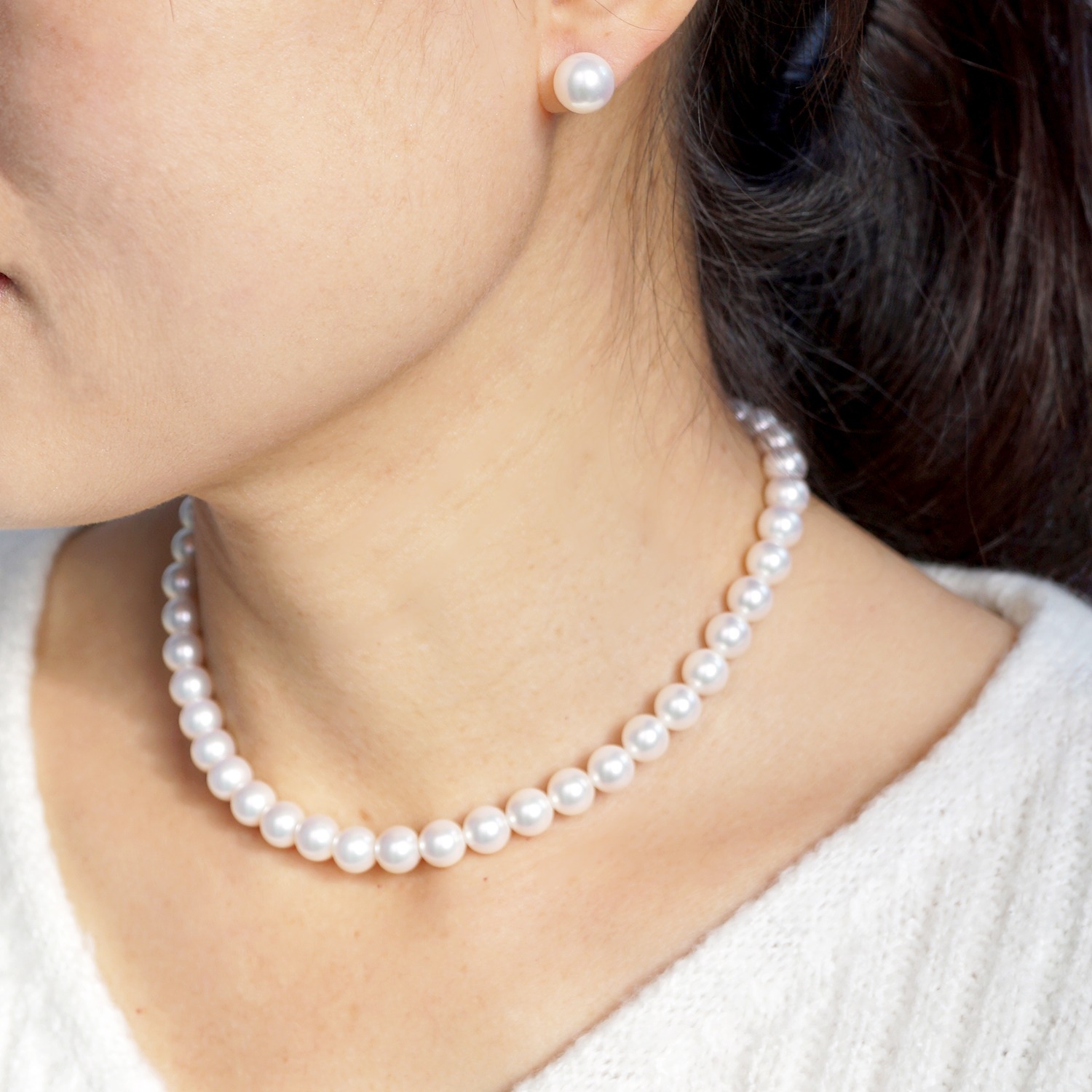 ＜３６ｃｍ・スリム＞ プレミアムパール 貝パールネックレス 