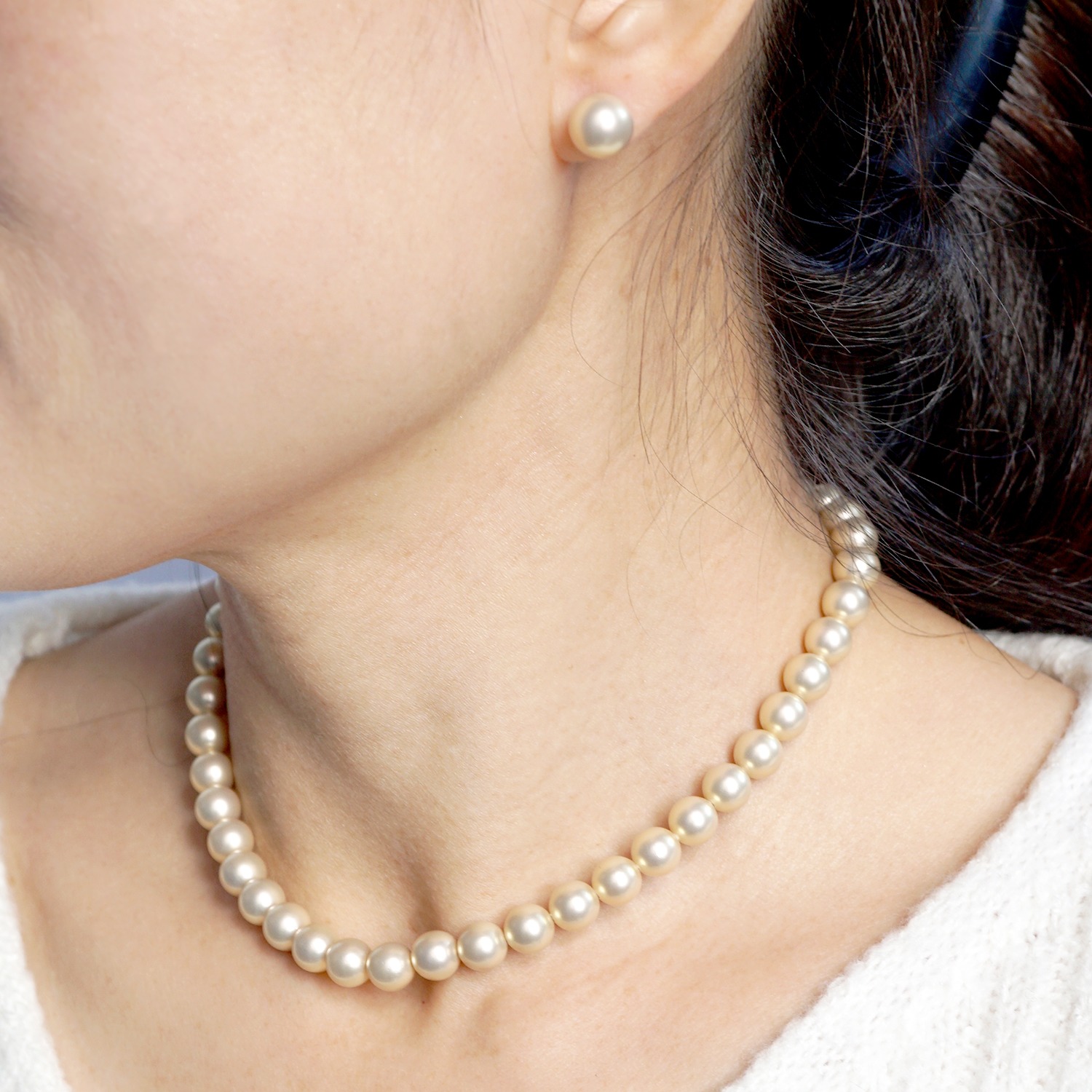 ＜３６ｃｍ・スリム＞ プレミアムパール 貝パールネックレス 