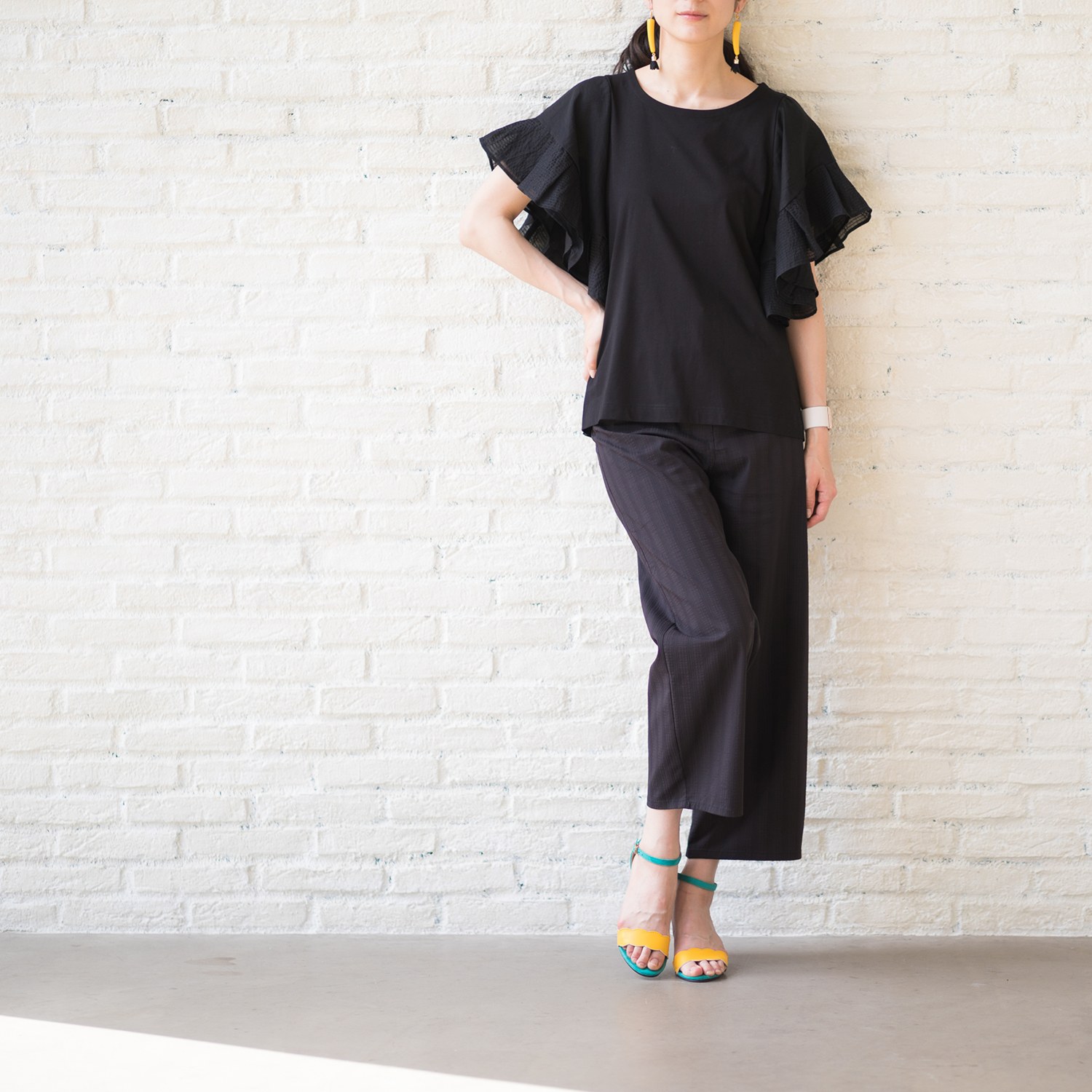 キリ　エ　キリ
ジャガード
ストライプ柄
ワイドパンツ