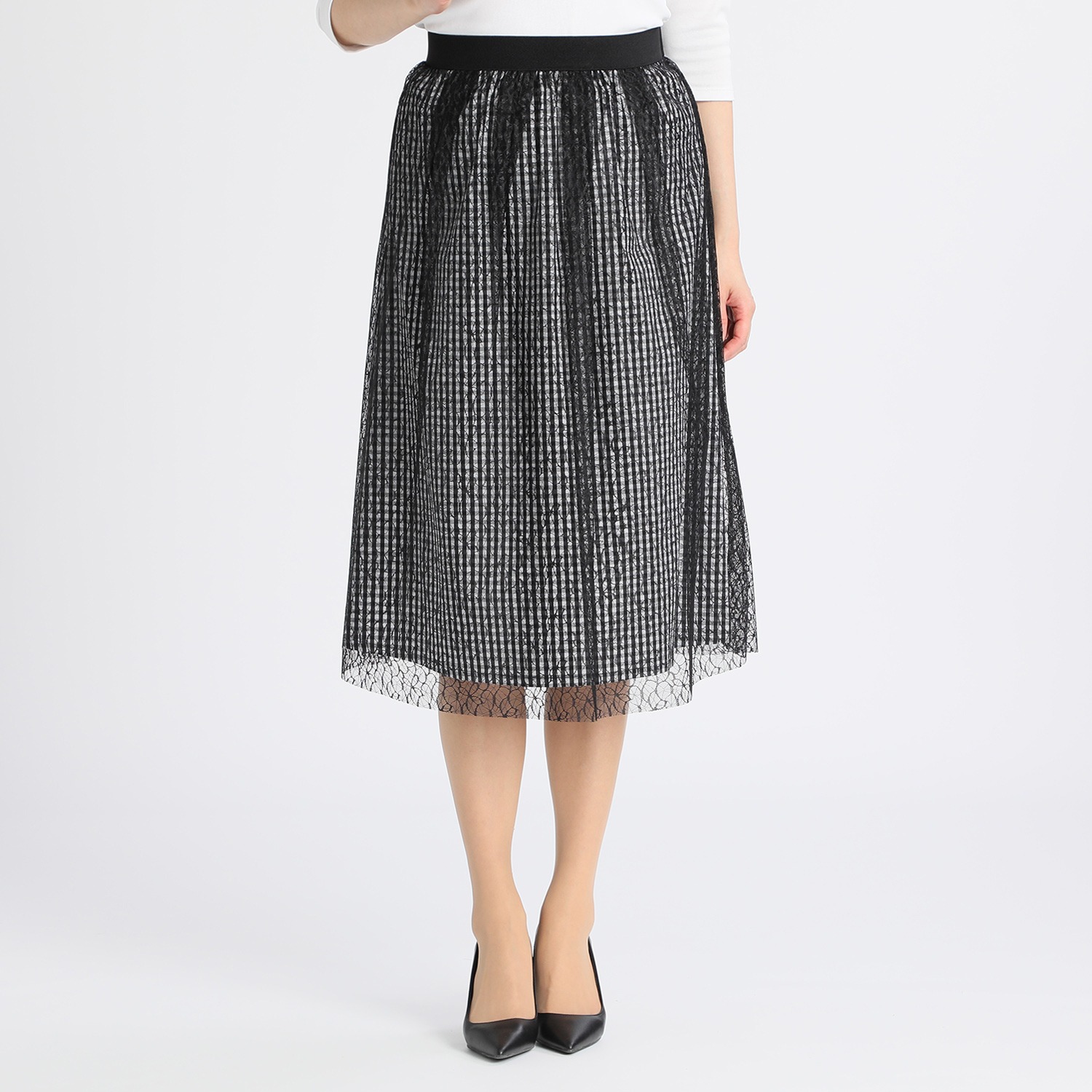 ボン・サンス
チュールレース
レイヤードデザイン
チェック柄スカート