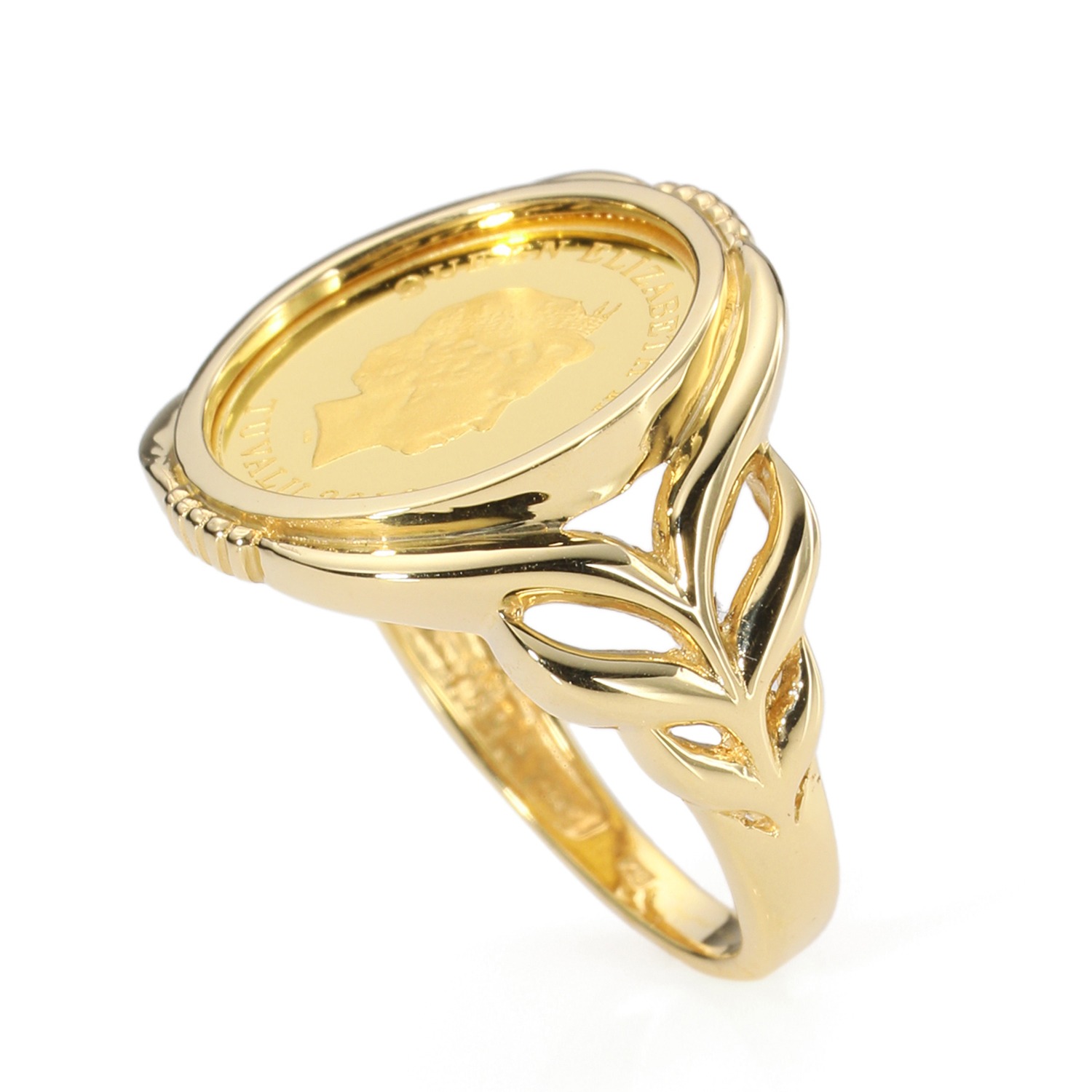 祈平　英連邦ツバル政府発行　純金ホースコイン　１／２５オンス　デザインリング