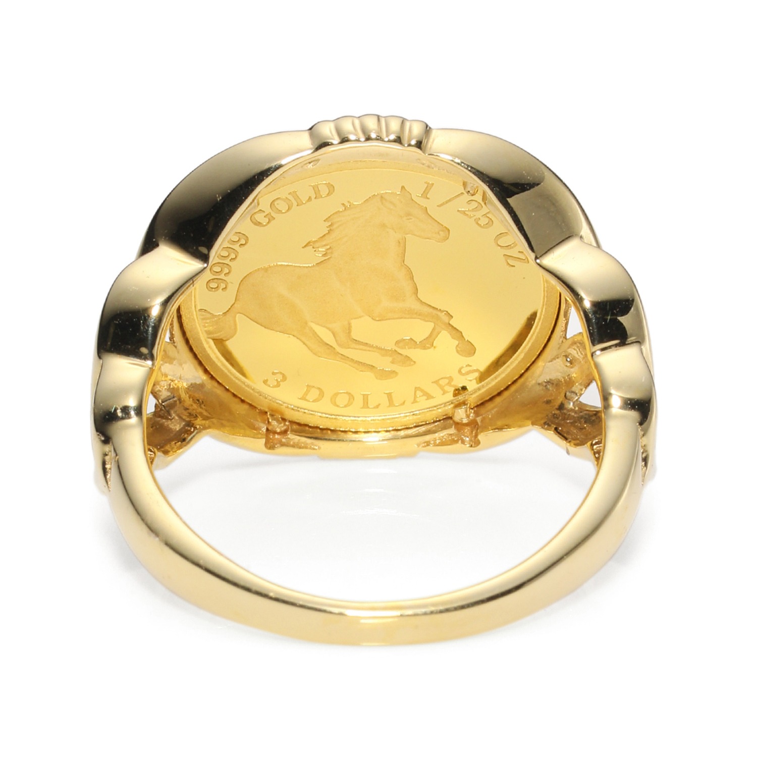 祈平　英連邦ツバル政府発行　純金ホースコイン　１／２５オンス　デザインリング