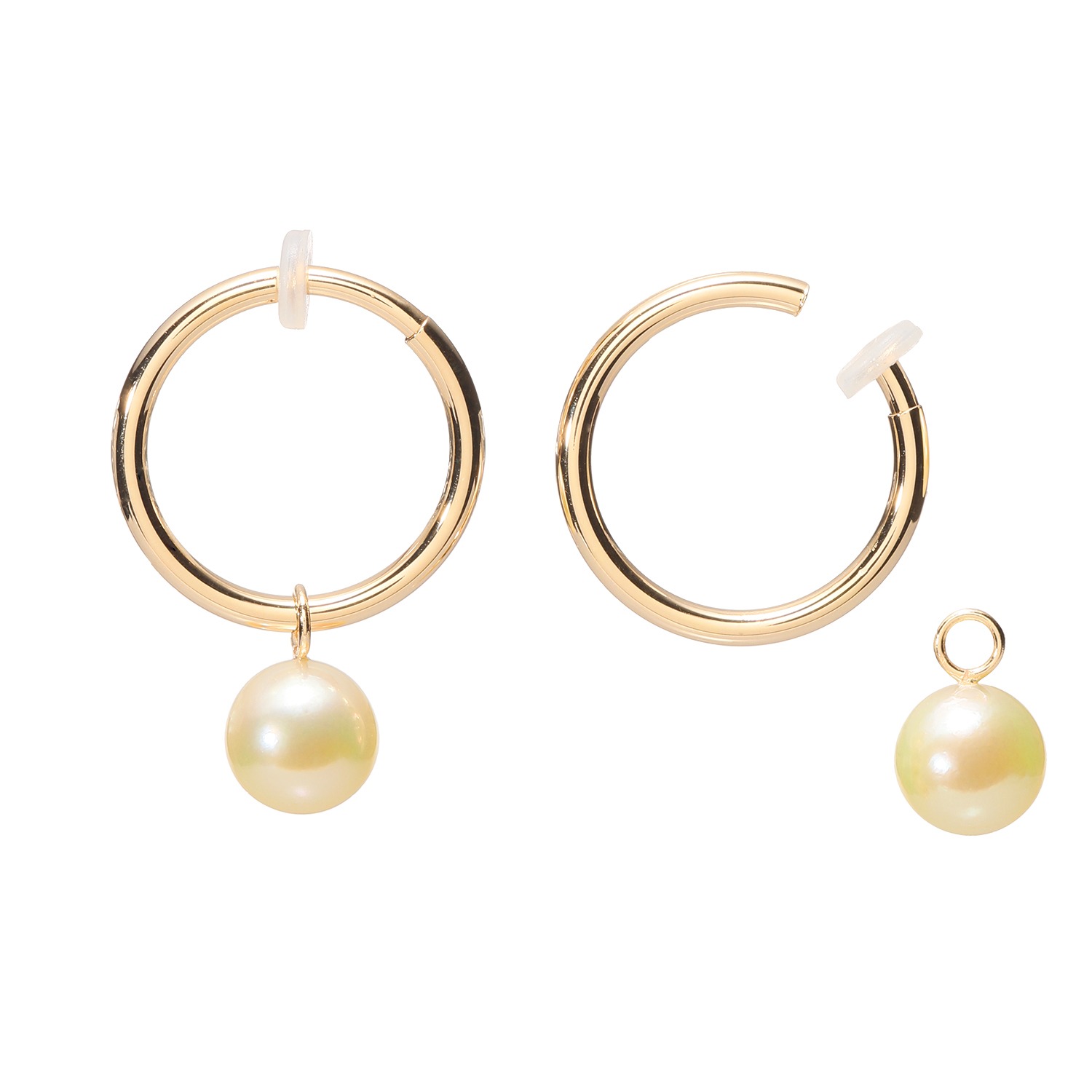 パール　ユリマ
１８Ｋ
長崎県産
無調色シャンパンカラー
アコヤパール
フープイヤリング