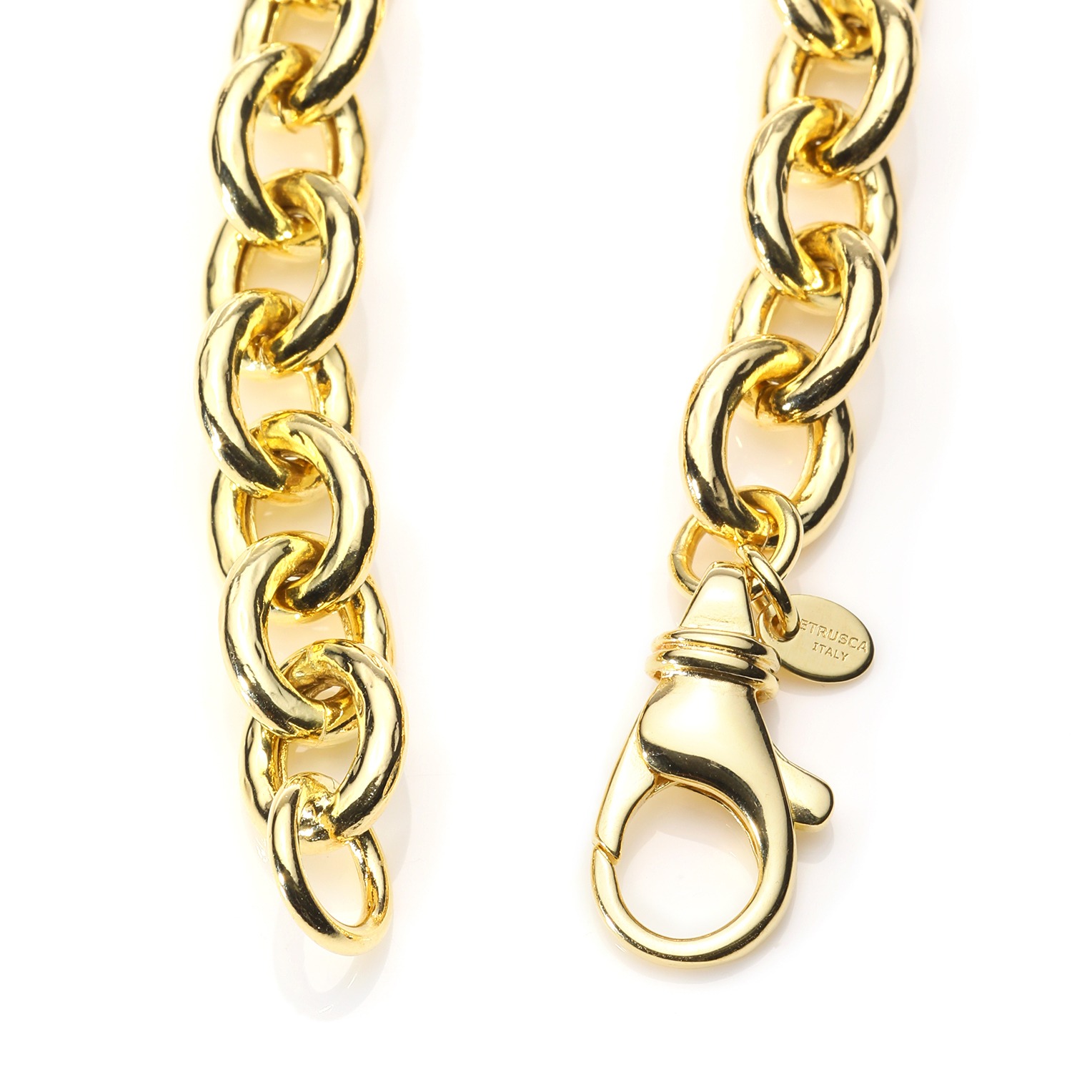 エトルースカ イタリアメイド １８Ｋ４倍コーティング ハンマードデザイン ロロチェーンブレスレット