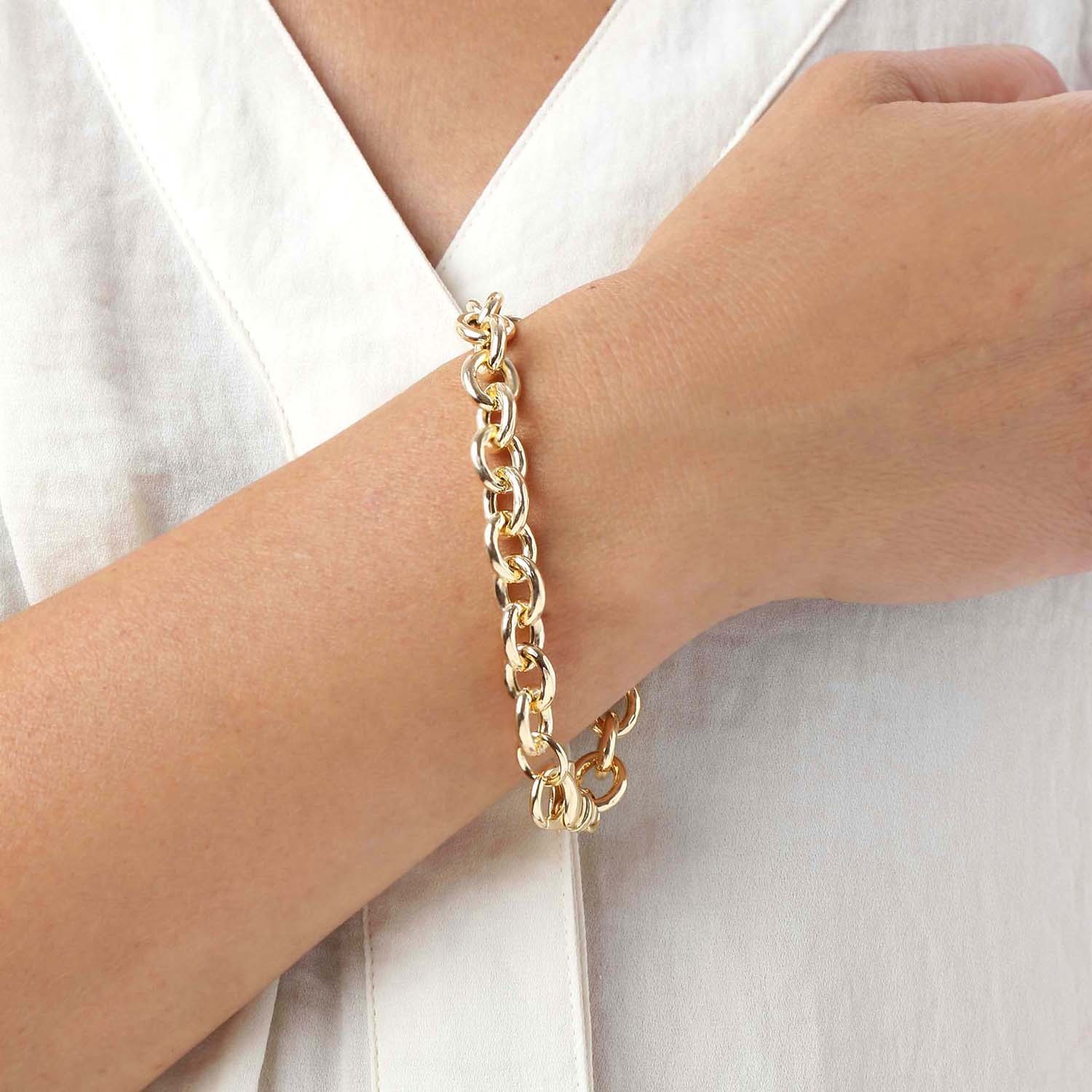 エトルースカ イタリアメイド １８Ｋ４倍コーティング ハンマードデザイン ロロチェーンブレスレット