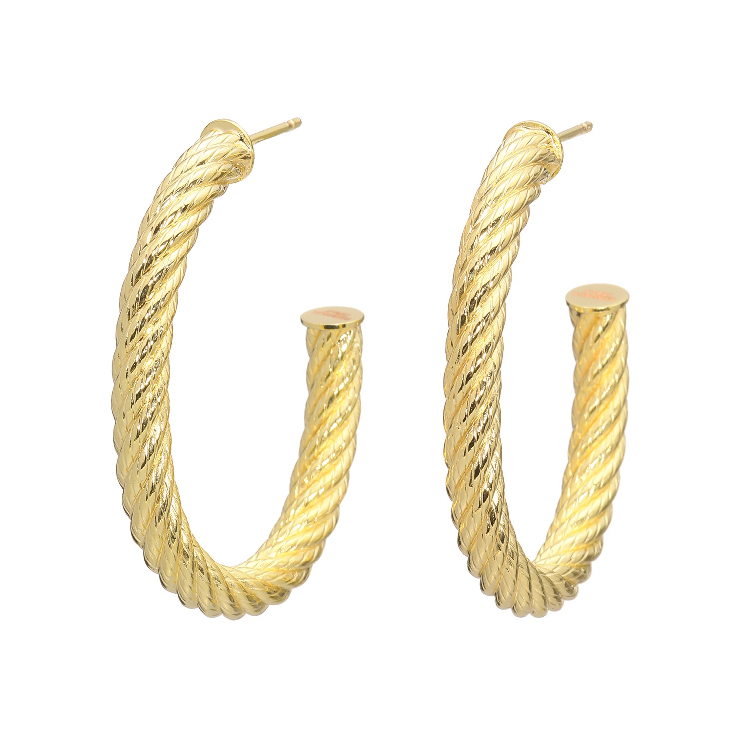 エトルースカ イタリアメイド １８Ｋ４倍コーティング ロープデザイン オーバルフープピアス