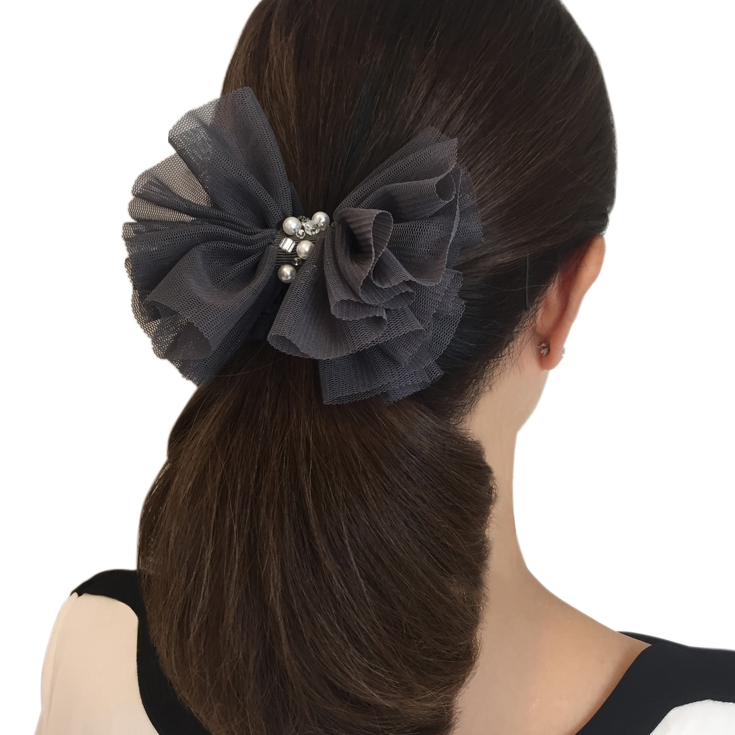 パールビジュウ付 チュールレース ハグバンスクリップ