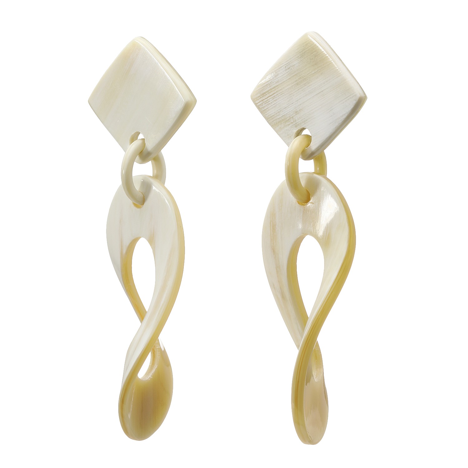 ミル・レーヴ 水牛 ツイストデザイン スウィング イヤリング／ピアス