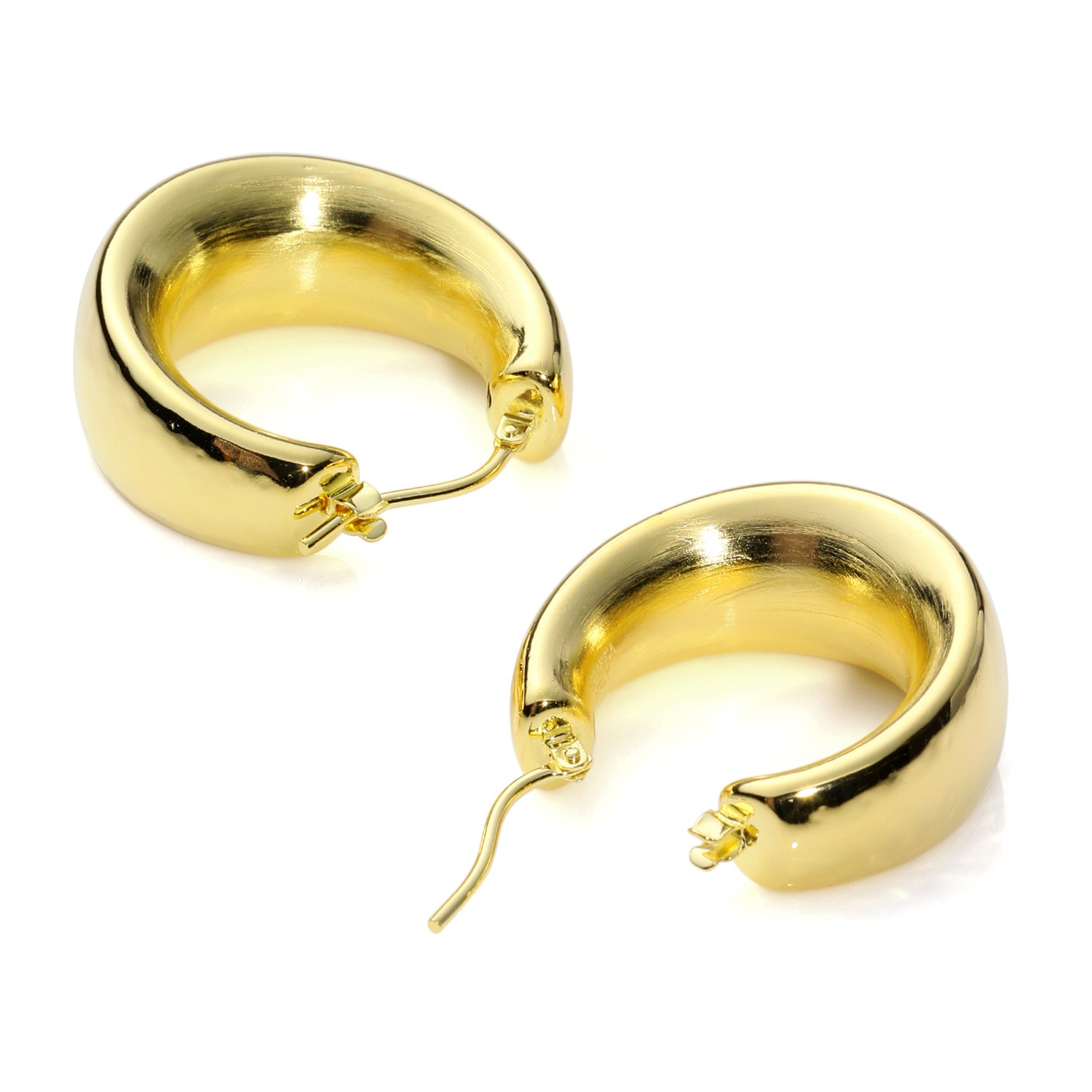 エトルースカ イタリアメイド １８Ｋ４倍コーティング ハンマードデザイン ワイドフープピアス