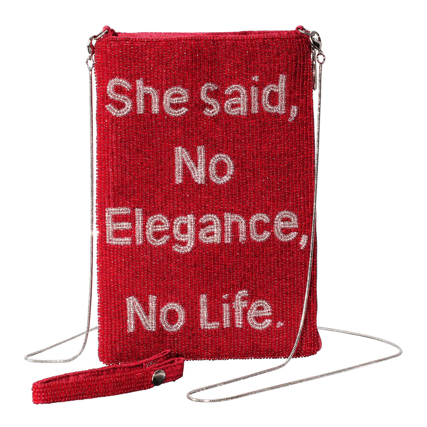 マダムヒロコ ビーズ刺しゅう ポケットみたいに使える ポーチ “ノーエレガンス、ノーライフ”