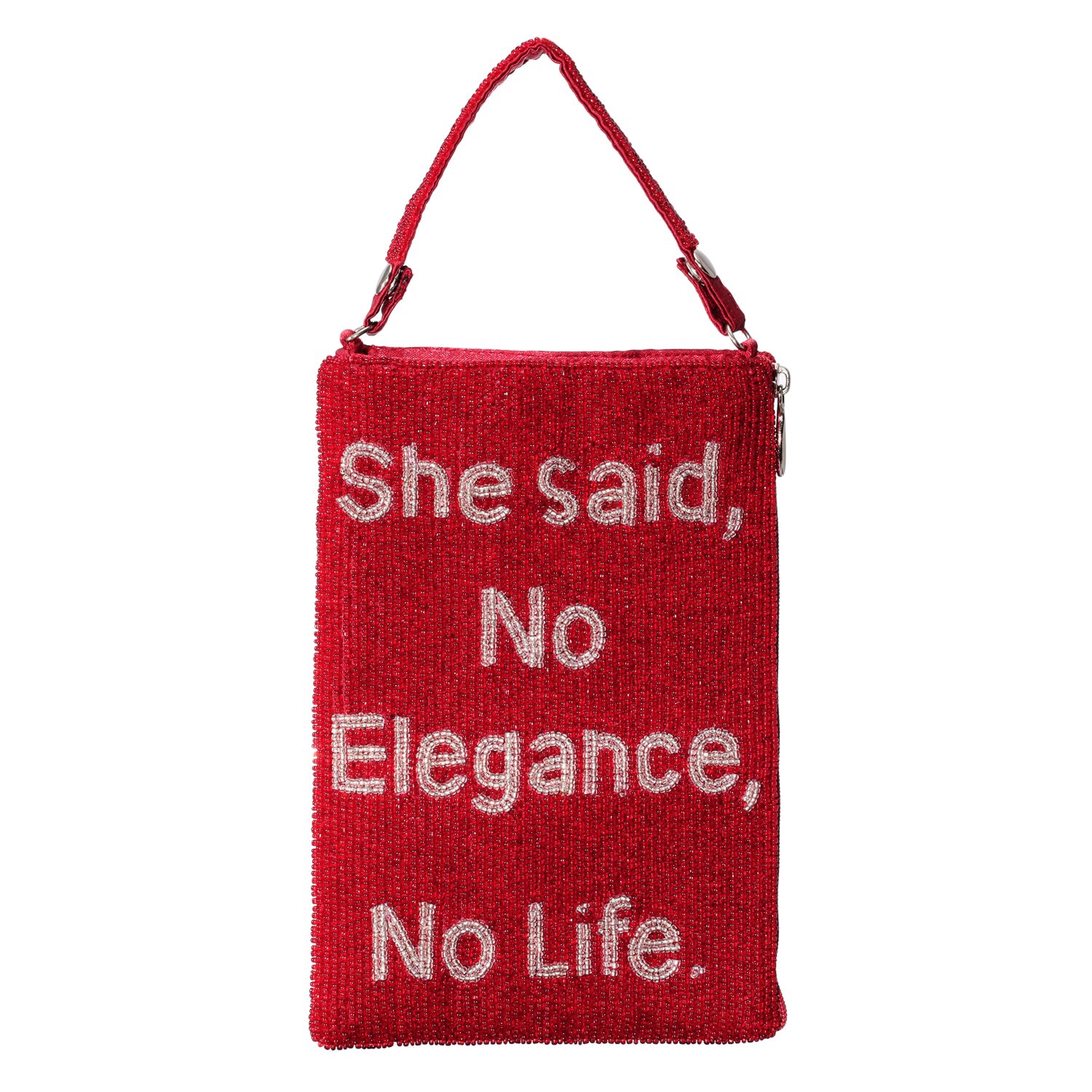 マダムヒロコ ビーズ刺しゅう ポケットみたいに使える ポーチ “ノーエレガンス、ノーライフ”