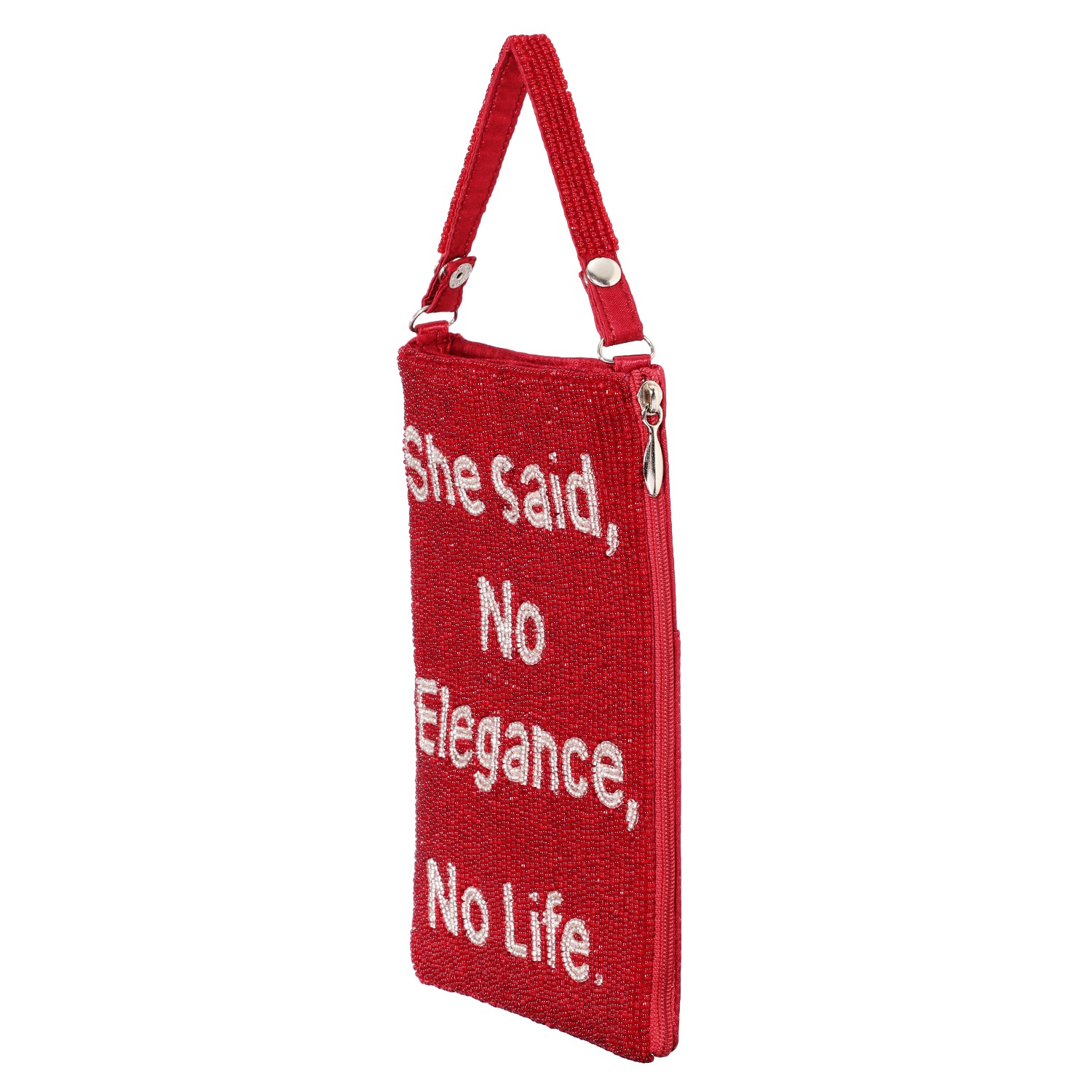 マダムヒロコ ビーズ刺しゅう ポケットみたいに使える ポーチ “ノーエレガンス、ノーライフ”