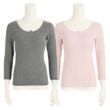 温活女子 両面起毛 カップ付八分袖インナー ２枚セット