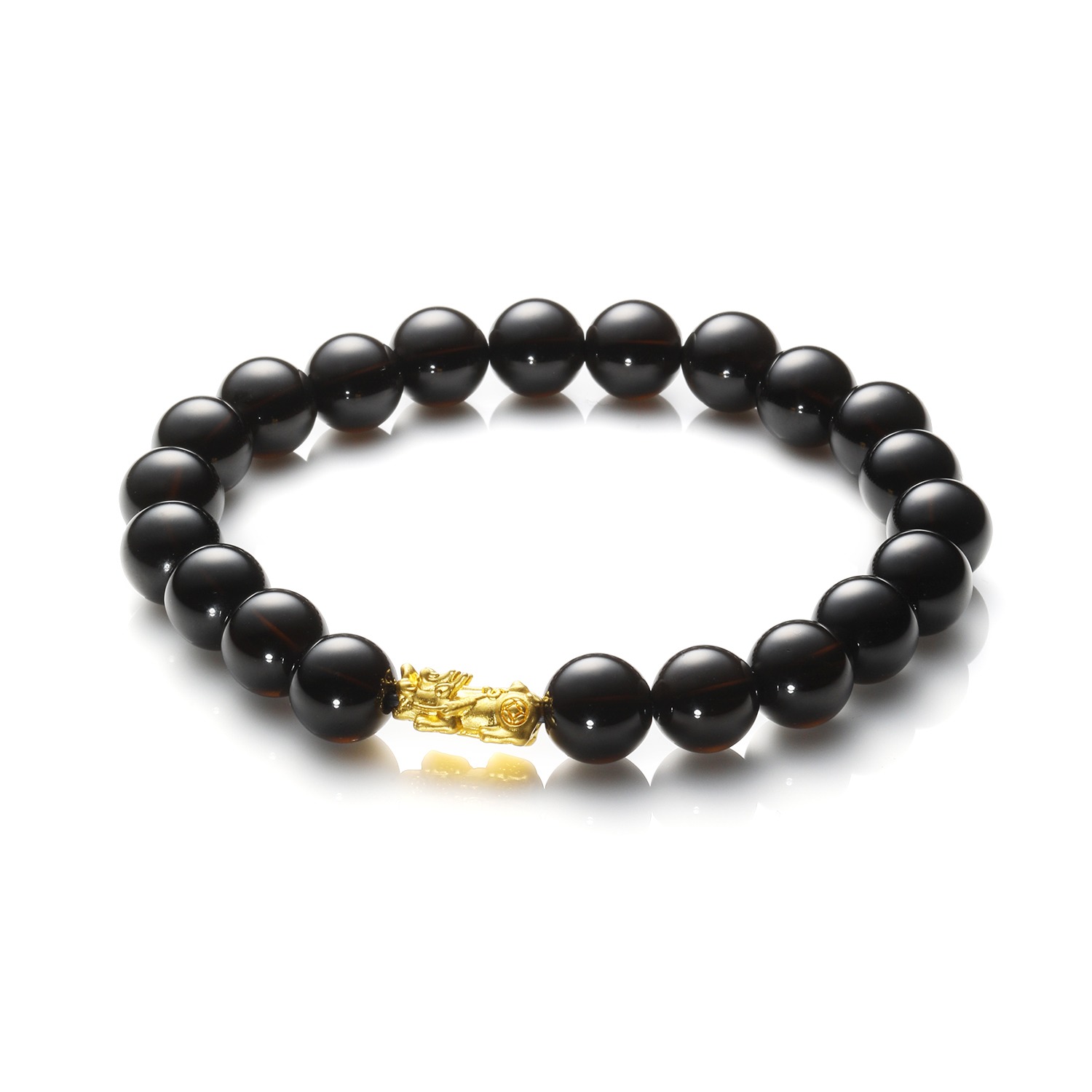 幸石堂　２４Ｋ “富の護符” 最大パワー級の魔除け 黒水晶 イラスティック ブレスレット