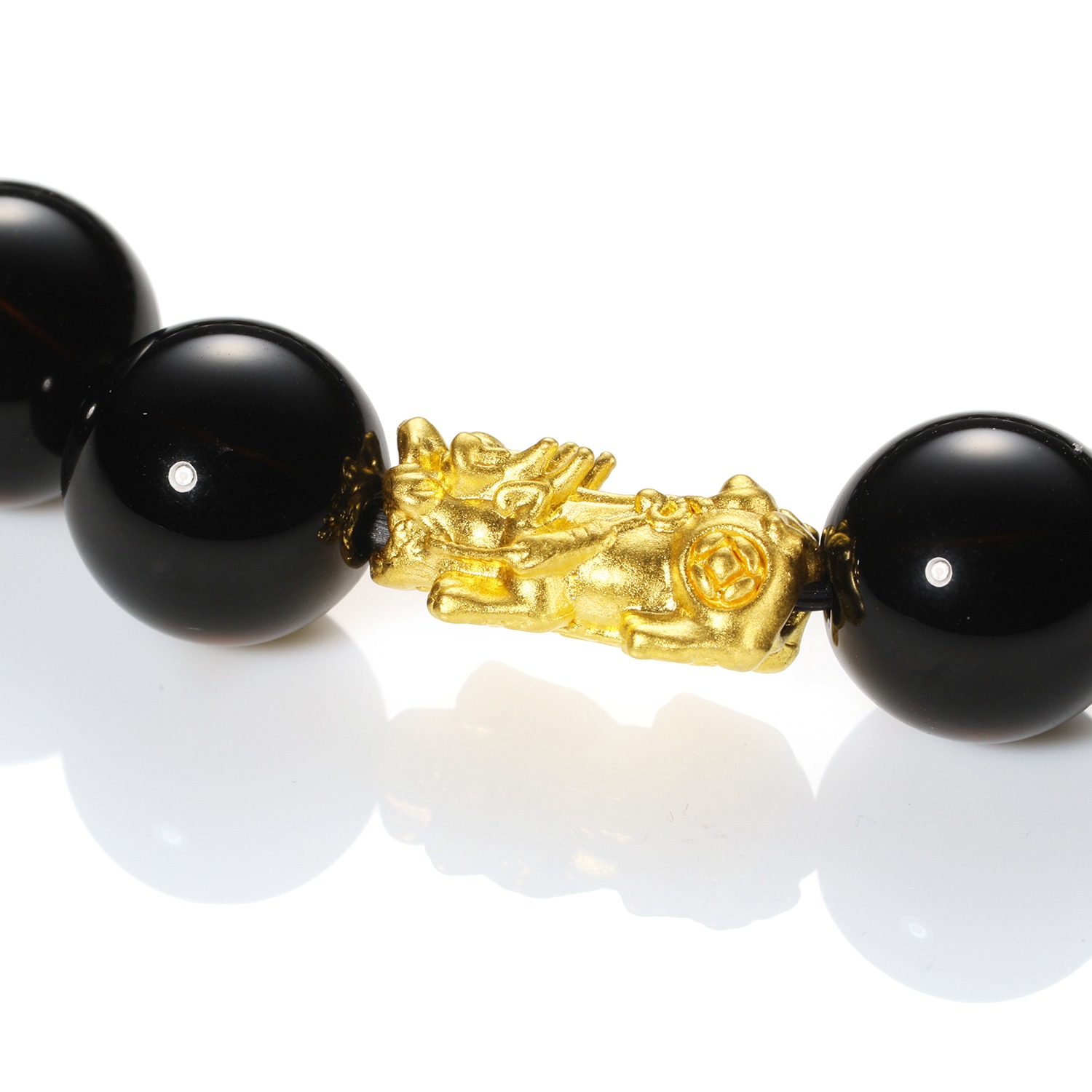 幸石堂　２４Ｋ “富の護符” 最大パワー級の魔除け 黒水晶 イラスティック ブレスレット