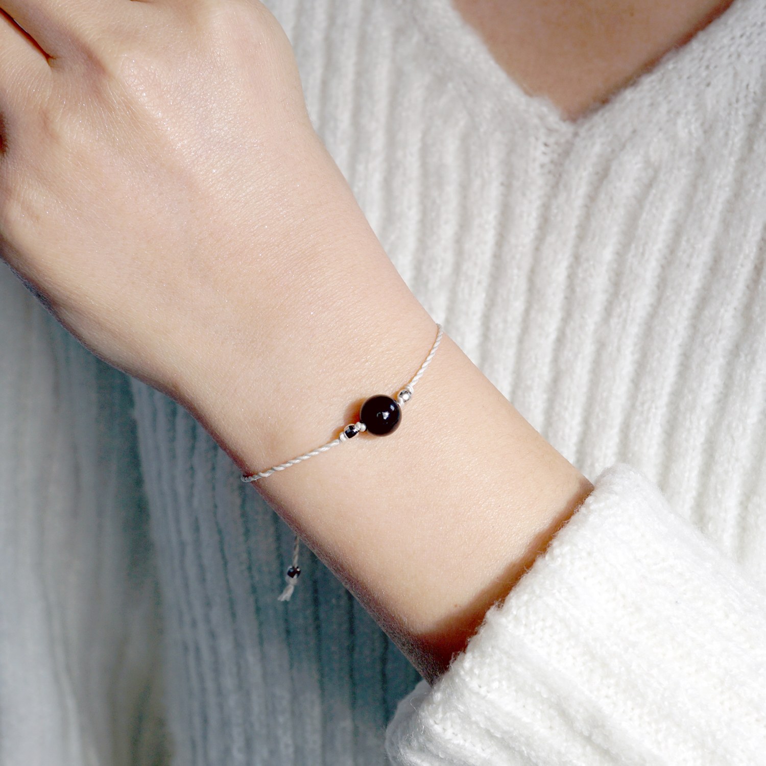 幸石堂 幸運と縁結び 最大級パワーの魔除け 黒水晶コードブレスレット